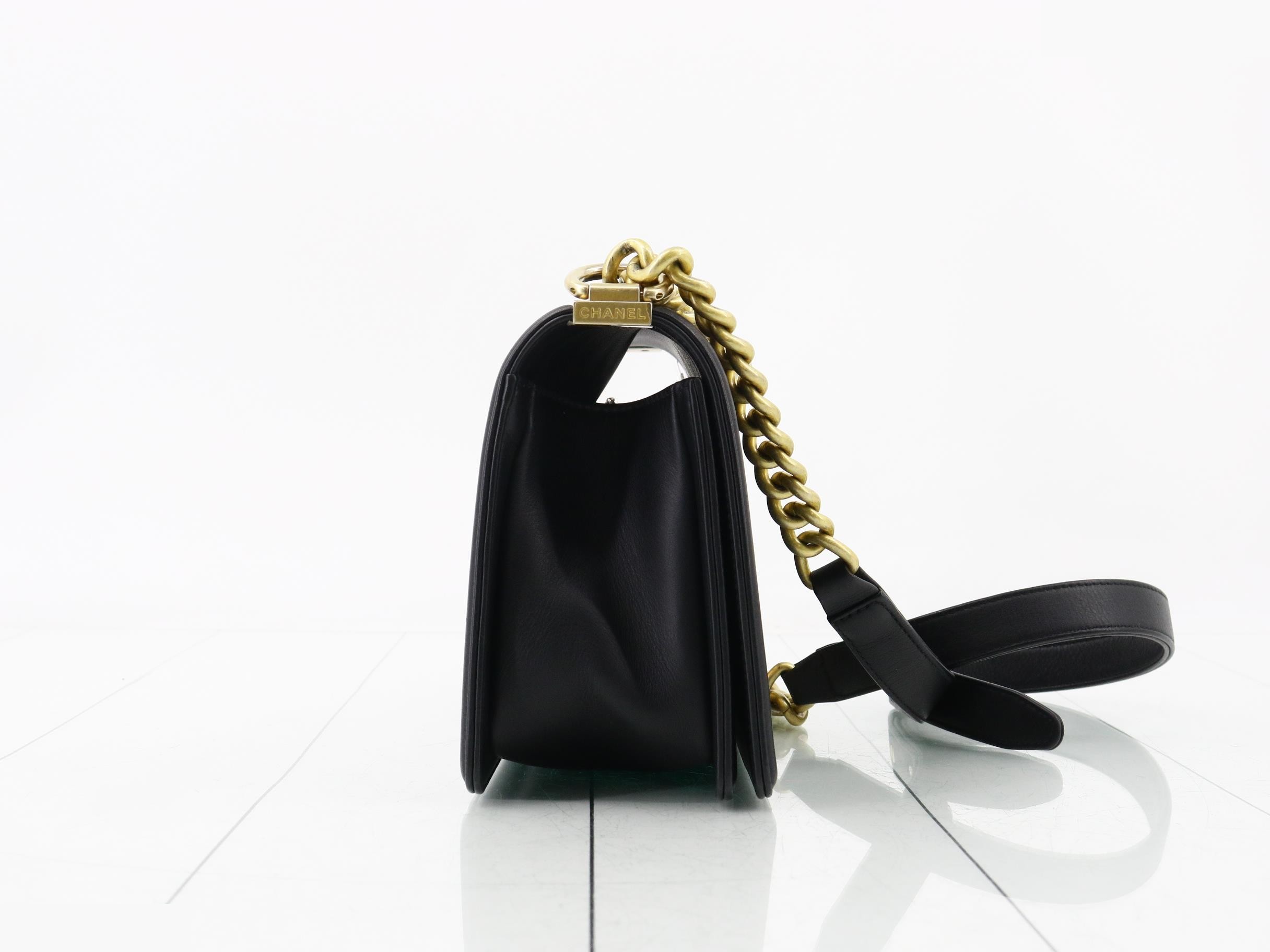 Boy Chanel lambskin black with gold hardware — view 4