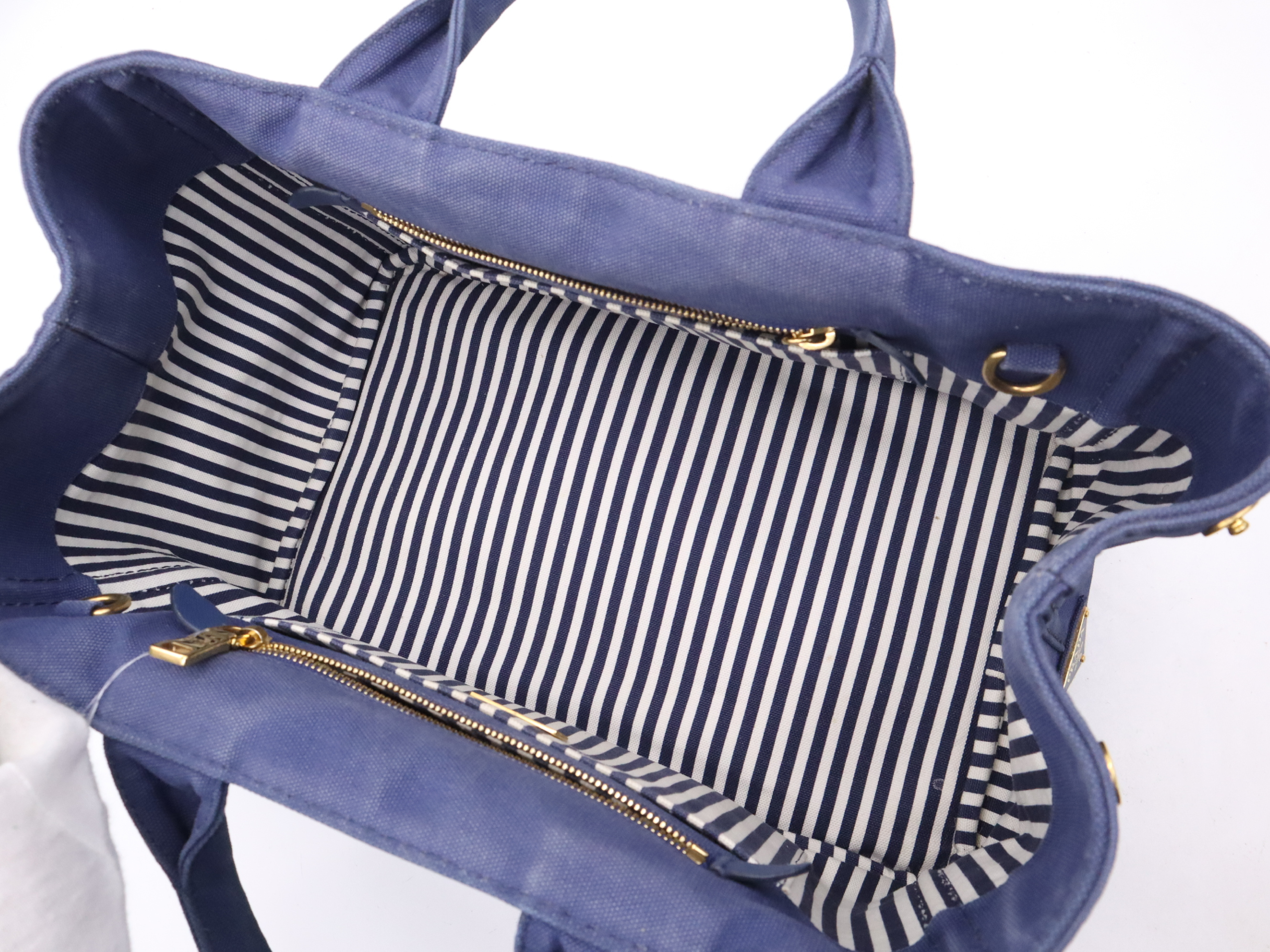 1BG439 Denim Canapa Tote Bag Blue Gold Hardware Tote Bag — view 10