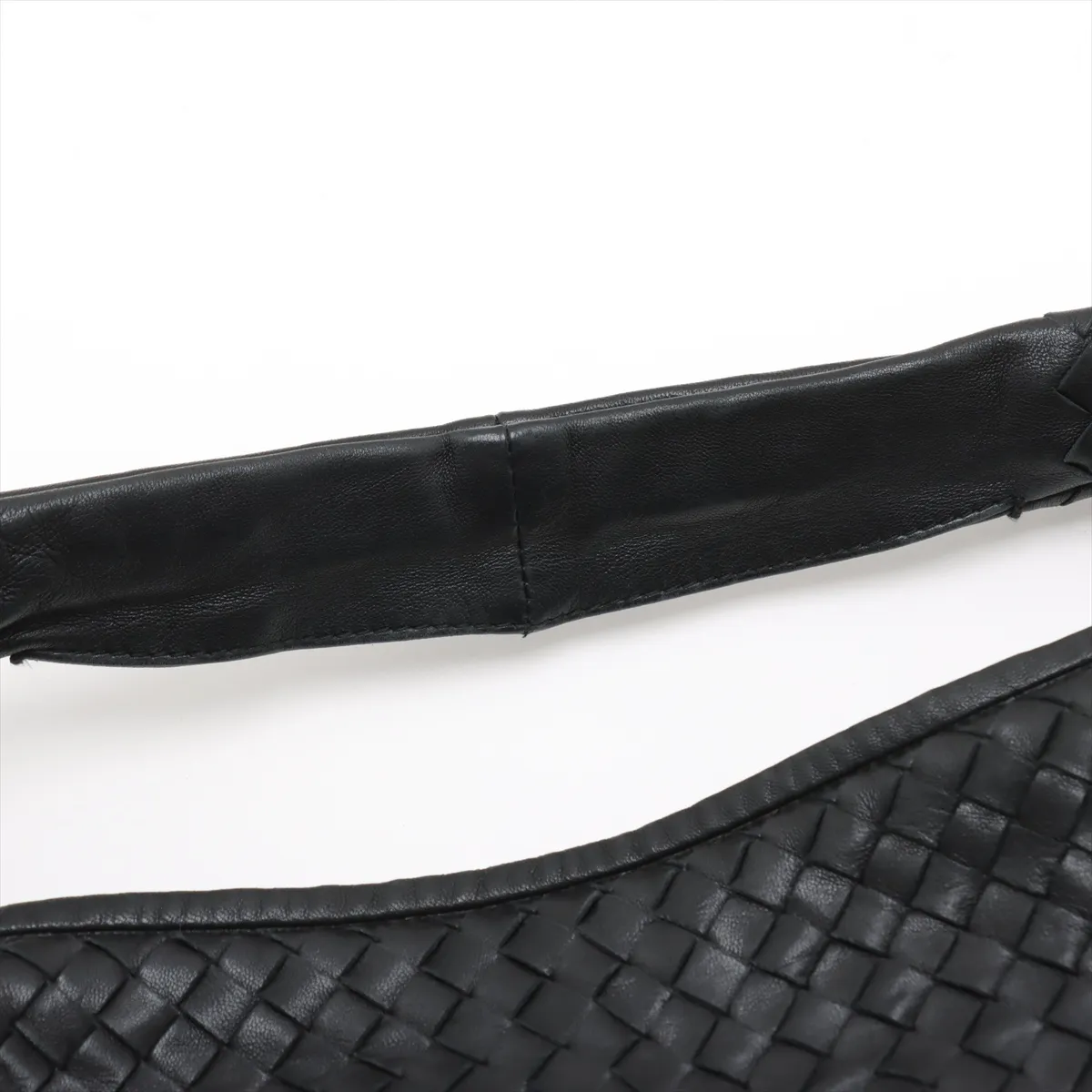 Intrecciato Hobo Leather Shoulder Bag Black 115654 Outlet Mark — view 11