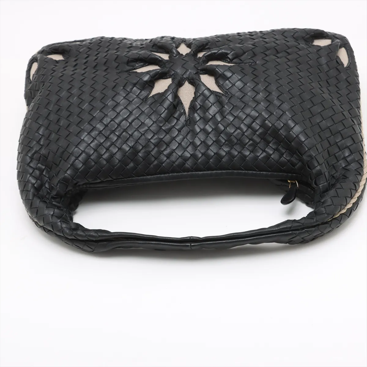 Intrecciato Hobo Leather Shoulder Bag Black 115654 Outlet Mark — view 5