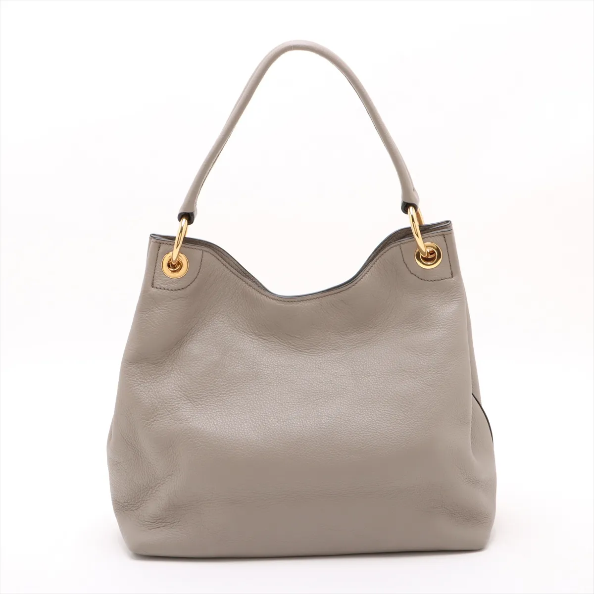 Vitello Phoenix Leather Shoulder Bag Greige — view 2