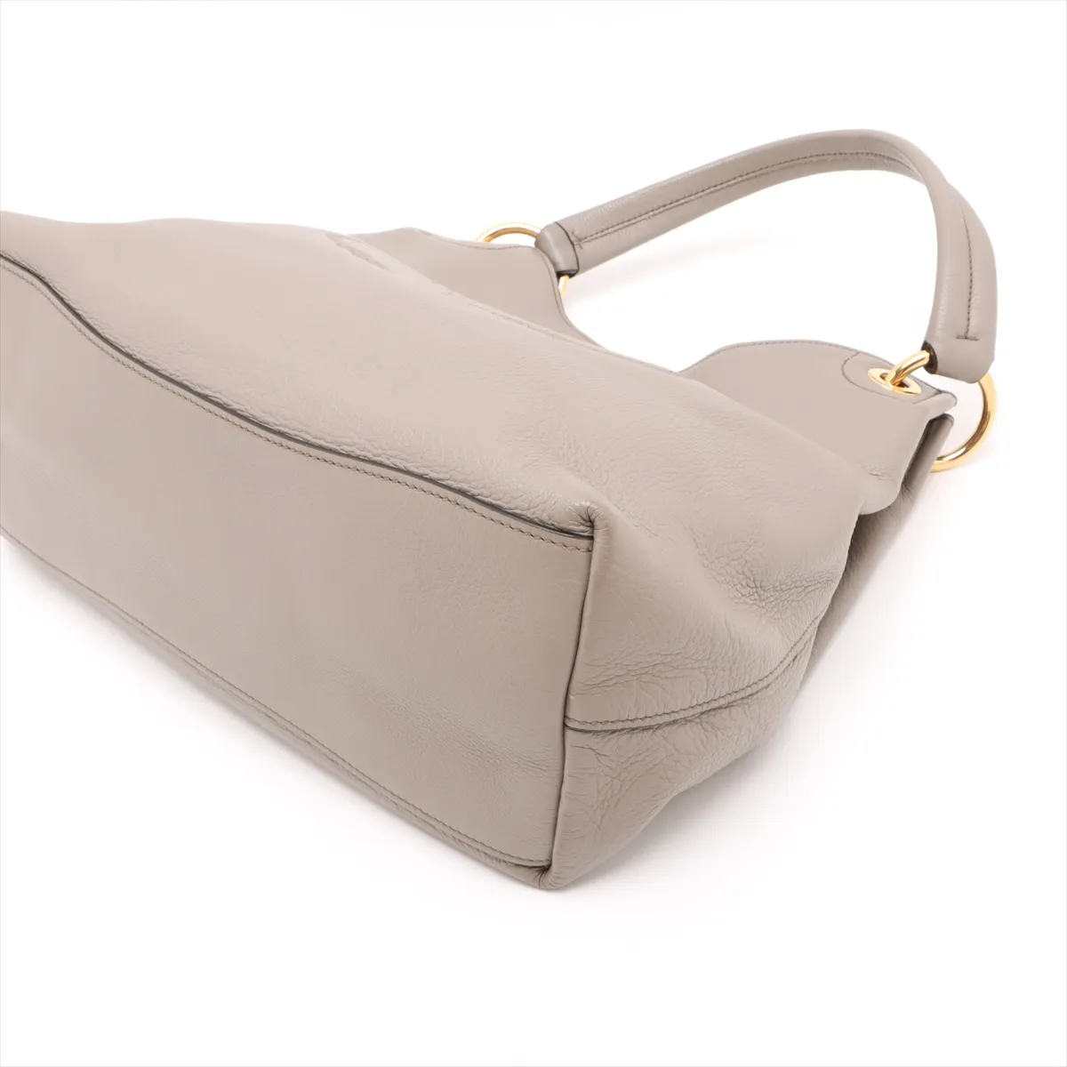 Vitello Phoenix Leather Shoulder Bag Greige — view 3