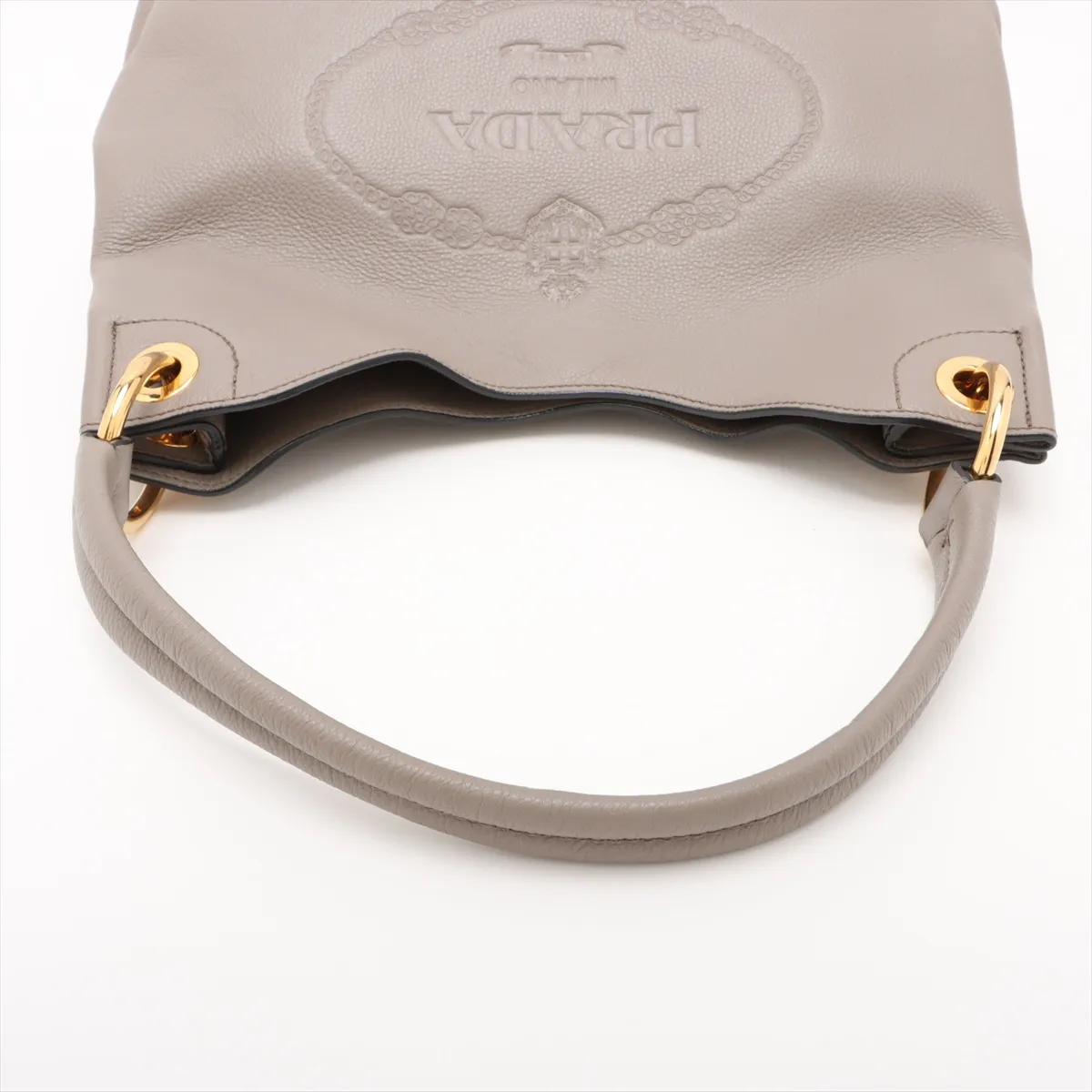 Vitello Phoenix Leather Shoulder Bag Greige — view 5