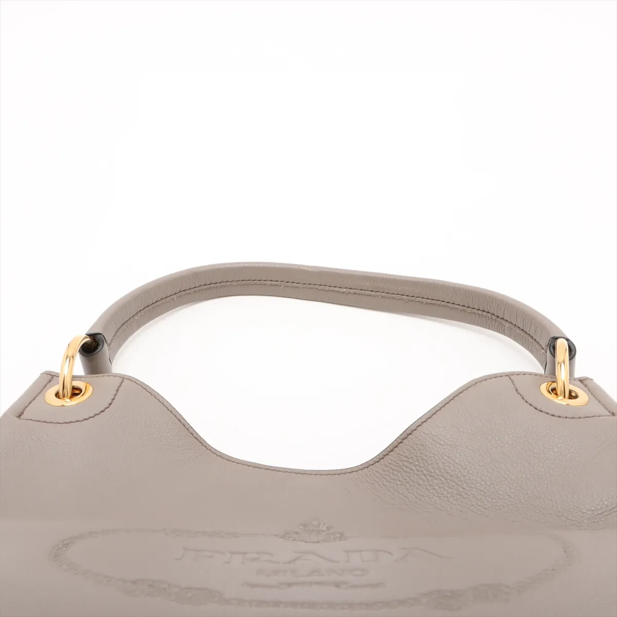 Vitello Phoenix Leather Shoulder Bag Greige — view 6