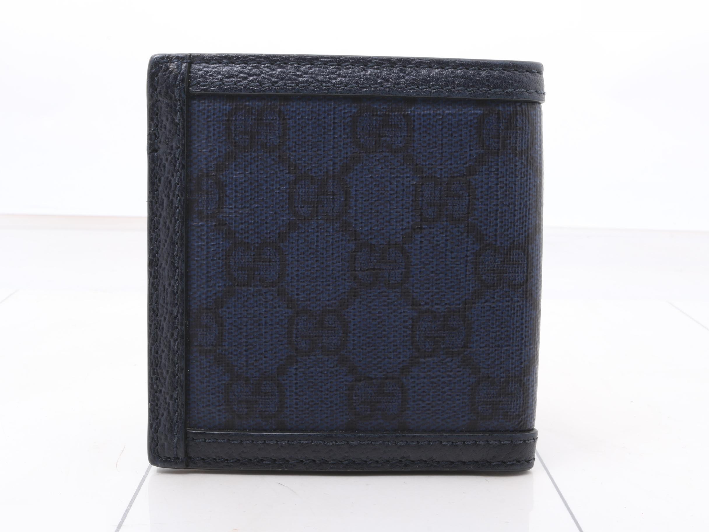 GG Supreme Petite Marmont Bi-fold Wallet, PVC, Navy x Black — view 2