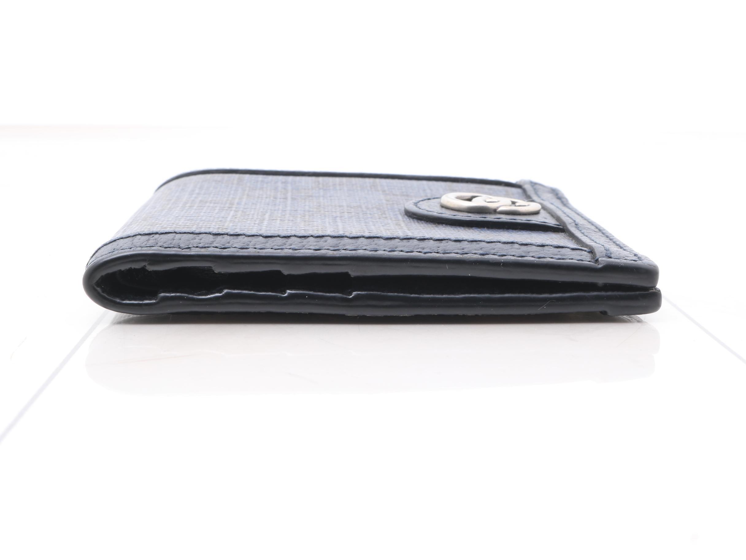 GG Supreme Petite Marmont Bi-fold Wallet, PVC, Navy x Black — view 3
