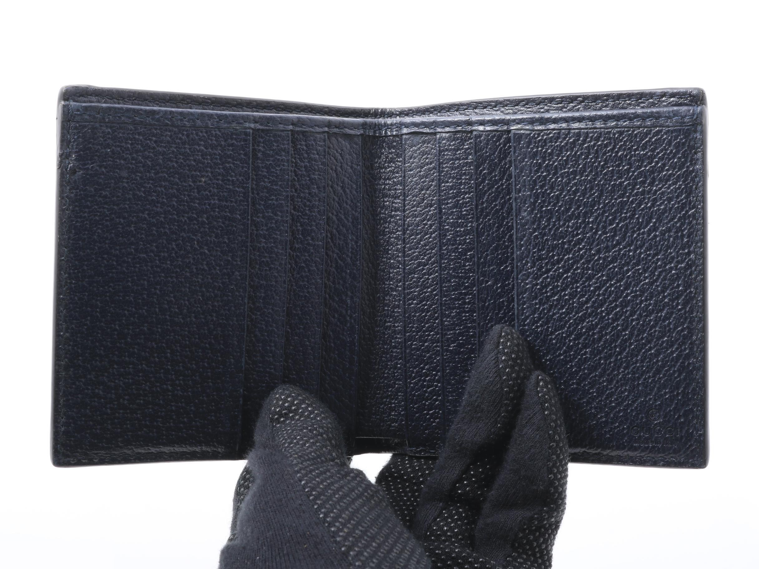 GG Supreme Petite Marmont Bi-fold Wallet, PVC, Navy x Black — view 4