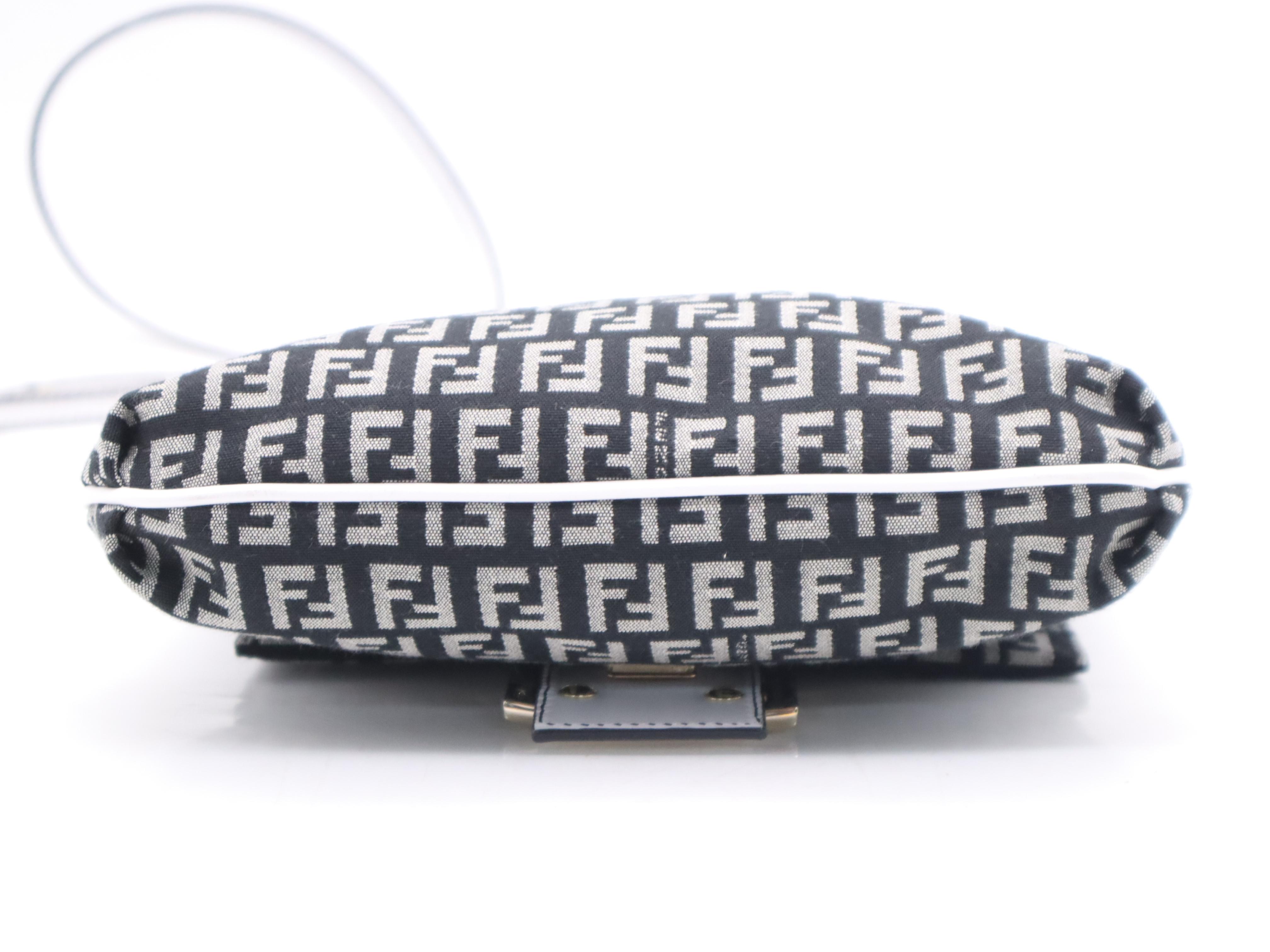 8BT075 Canvas Zucchino Black White Silver Hardware Card Included Shoulder Bag — view 4