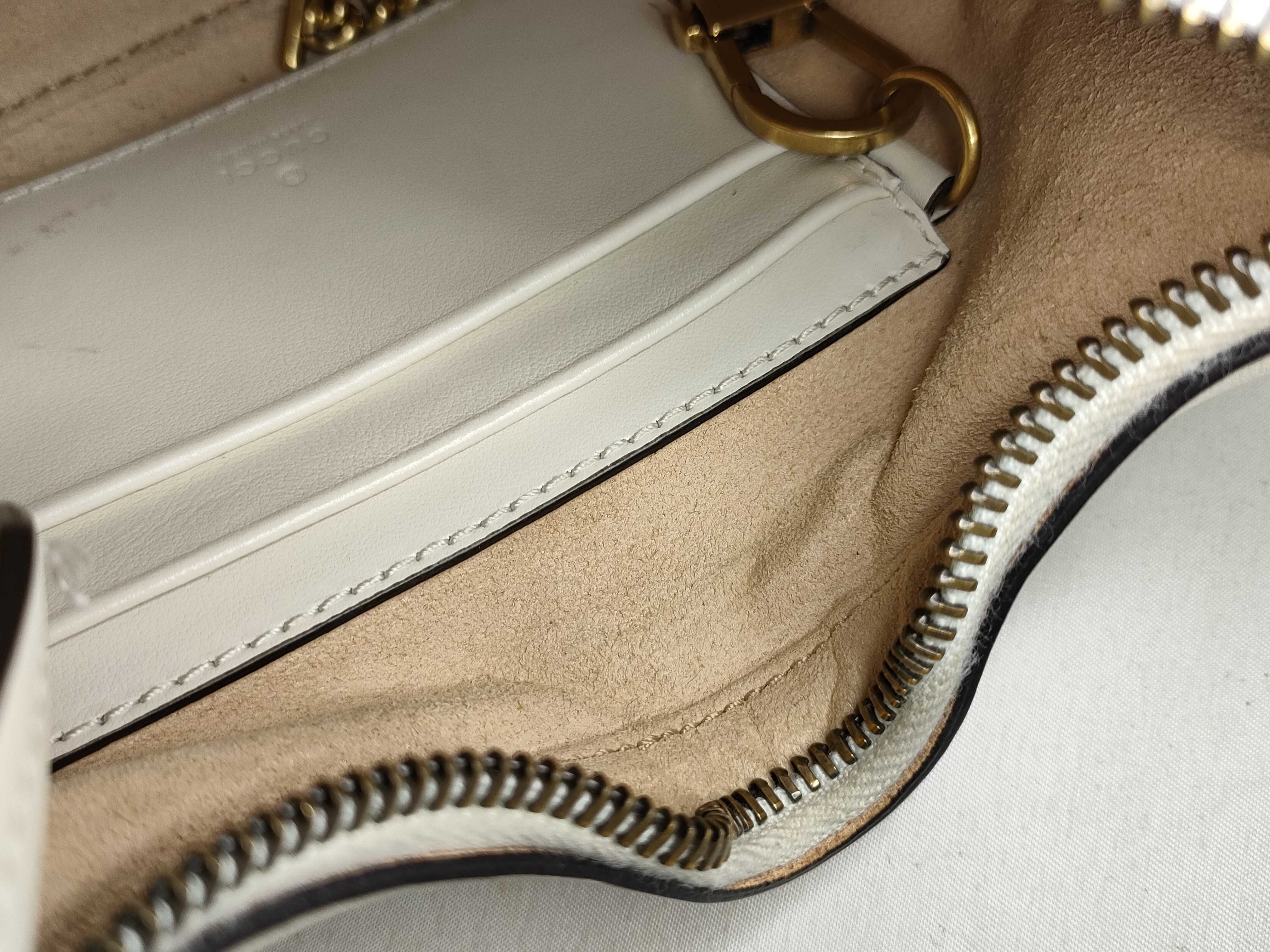 PH- Matelasse Chevron Leather Mini Marmont Half Moon Hobo Bag White Handbag — view 13