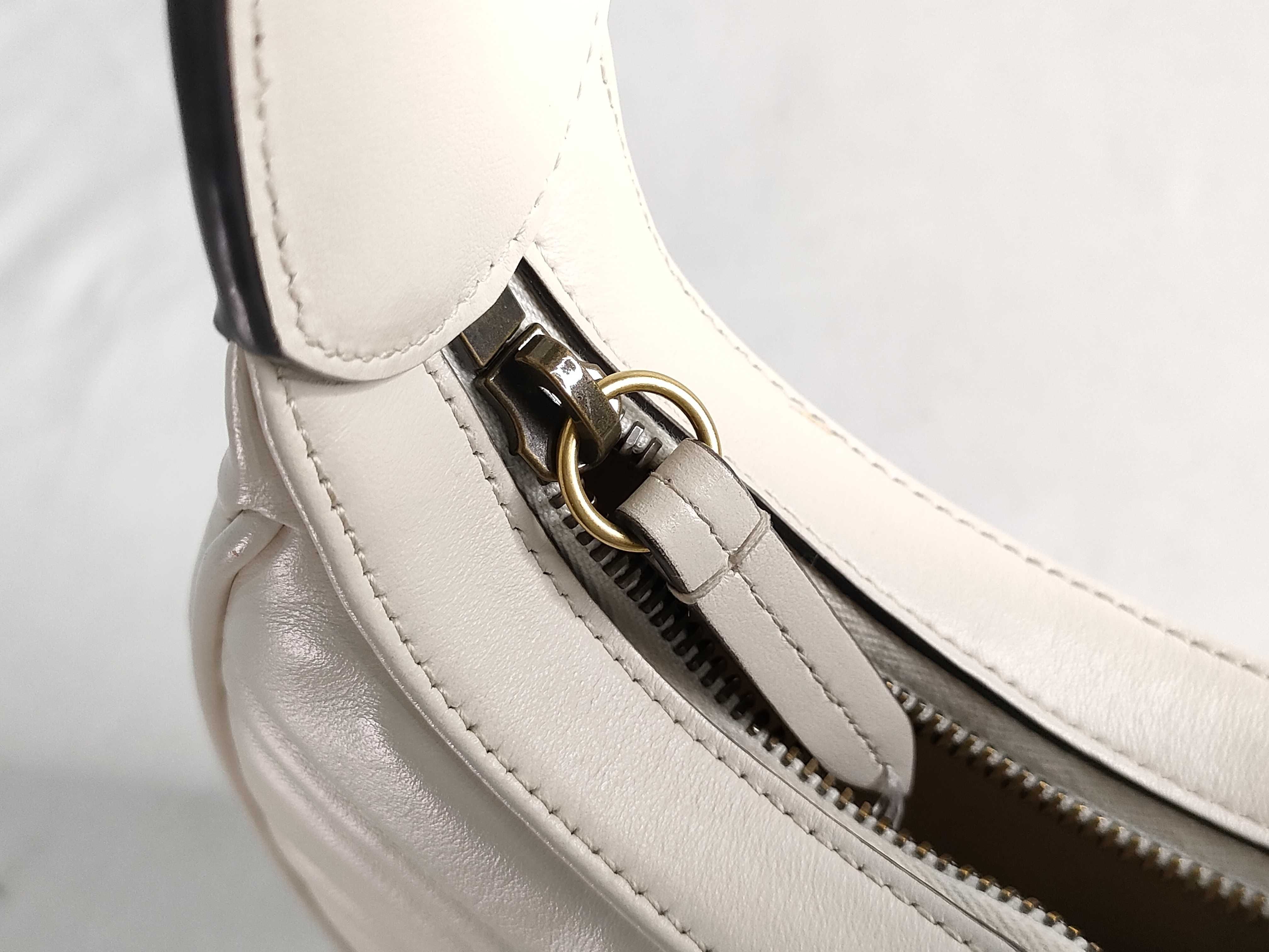 PH- Matelasse Chevron Leather Mini Marmont Half Moon Hobo Bag White Handbag — view 14