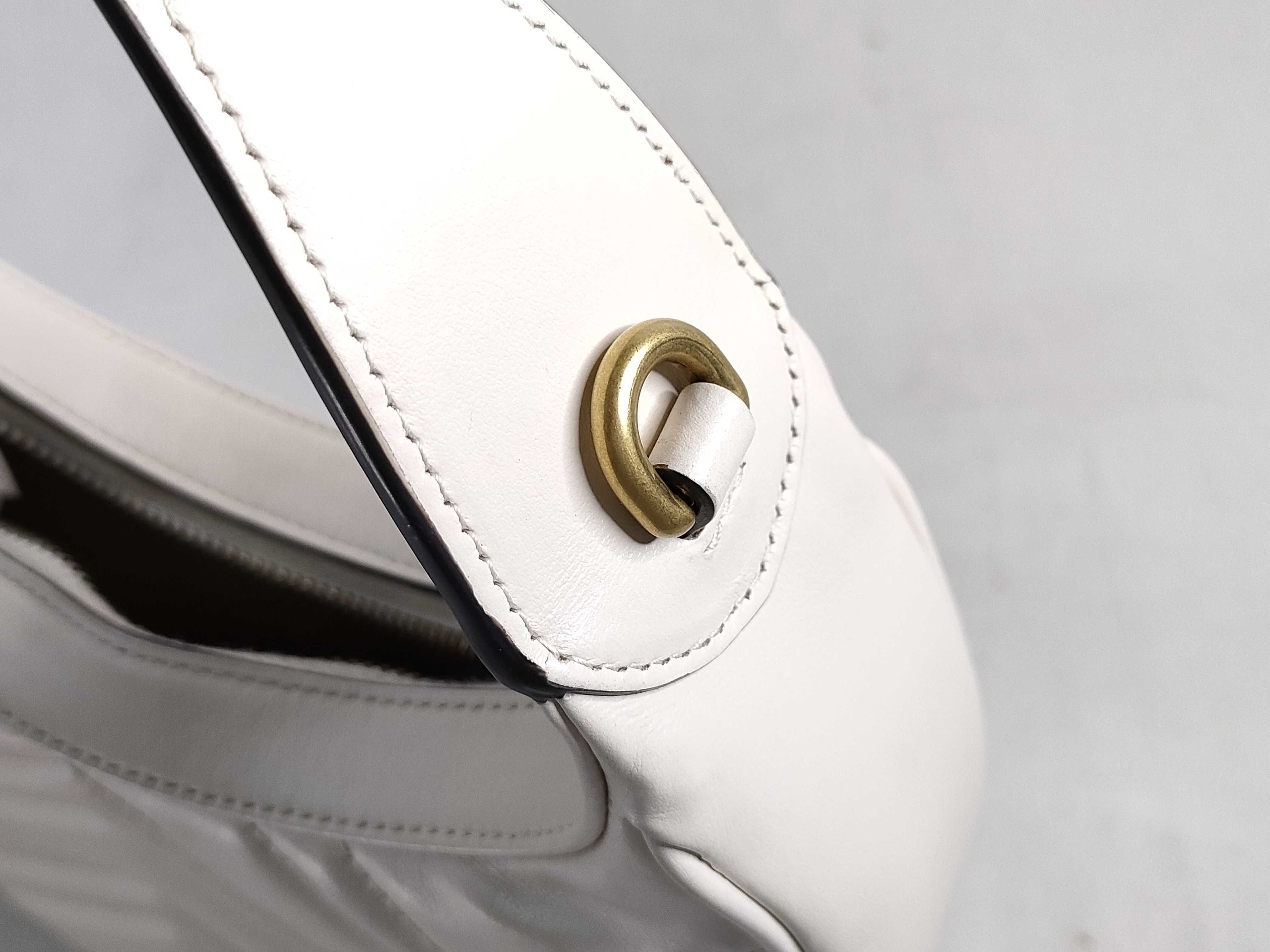 PH- Matelasse Chevron Leather Mini Marmont Half Moon Hobo Bag White Handbag — view 15