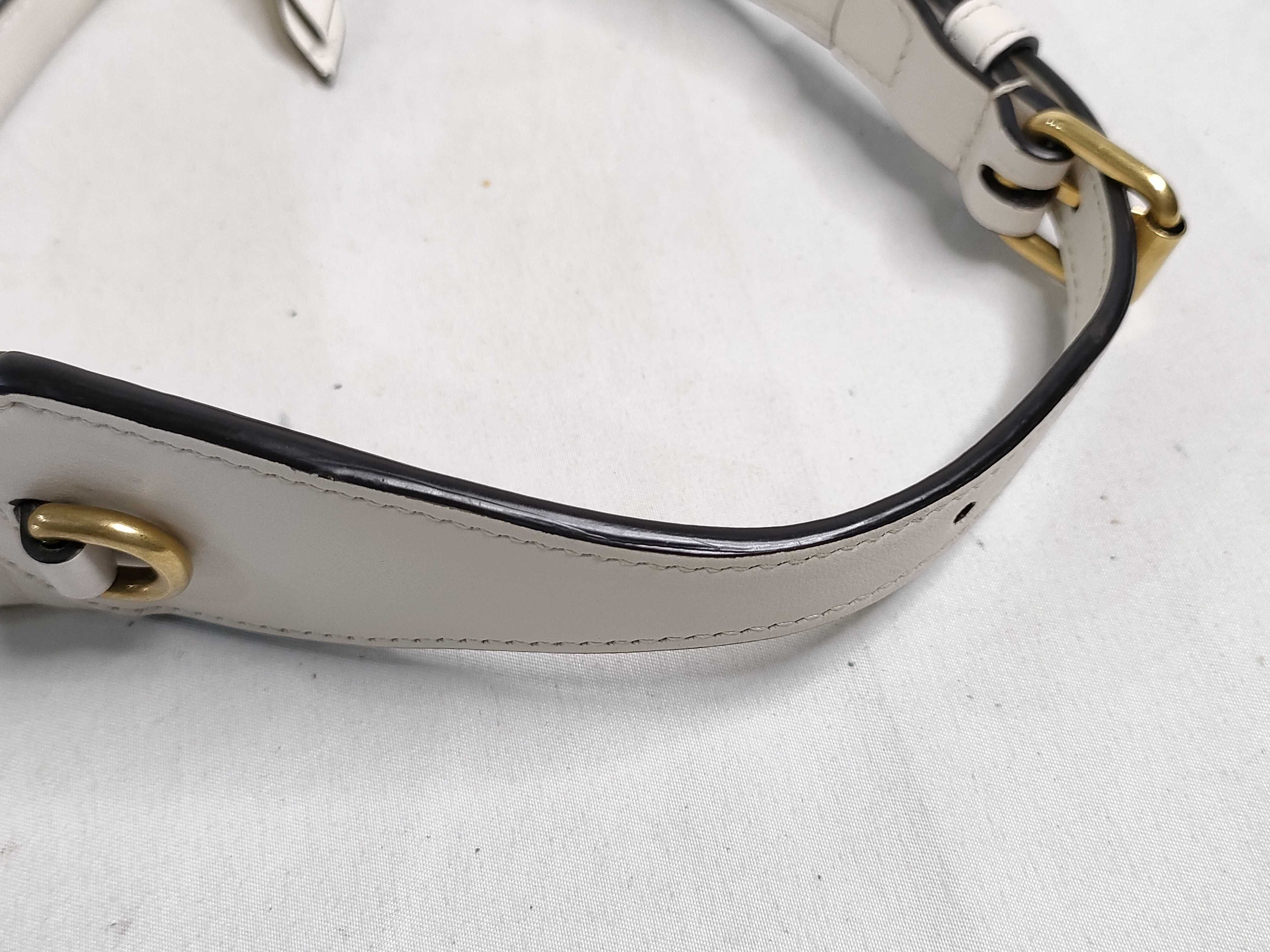 PH- Matelasse Chevron Leather Mini Marmont Half Moon Hobo Bag White Handbag — view 4