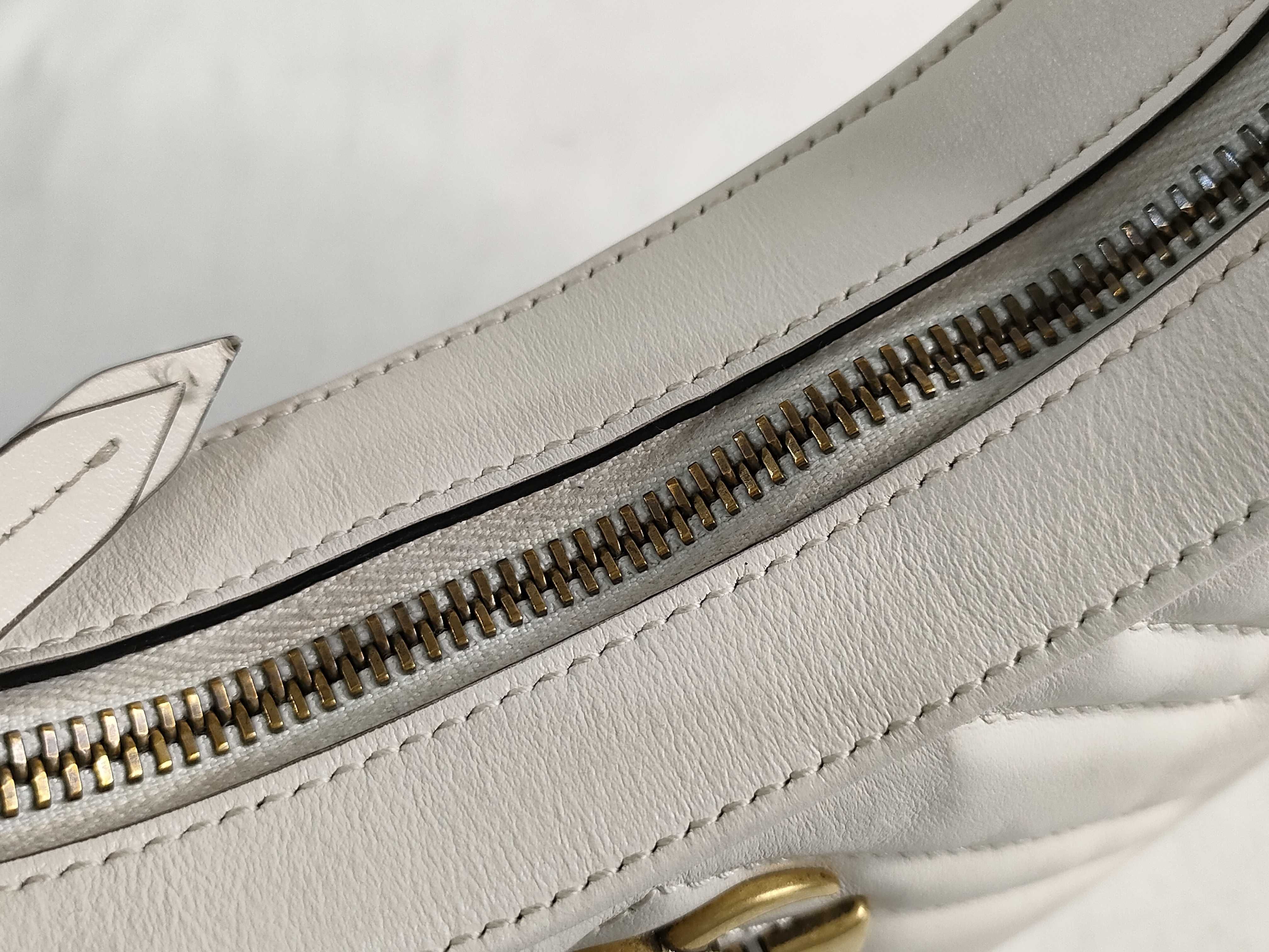 PH- Matelasse Chevron Leather Mini Marmont Half Moon Hobo Bag White Handbag — view 9