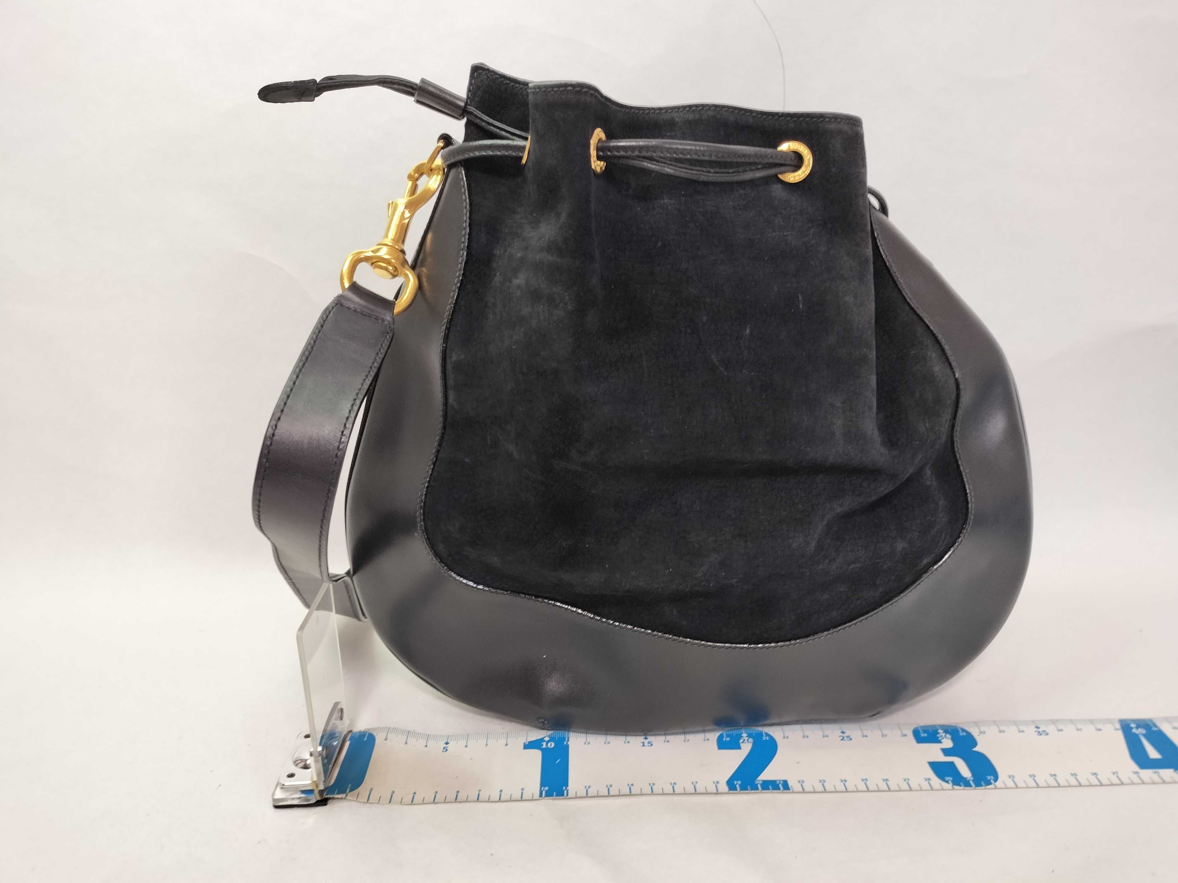Suede Leather One-Shoulder Bag (Black) — view 2