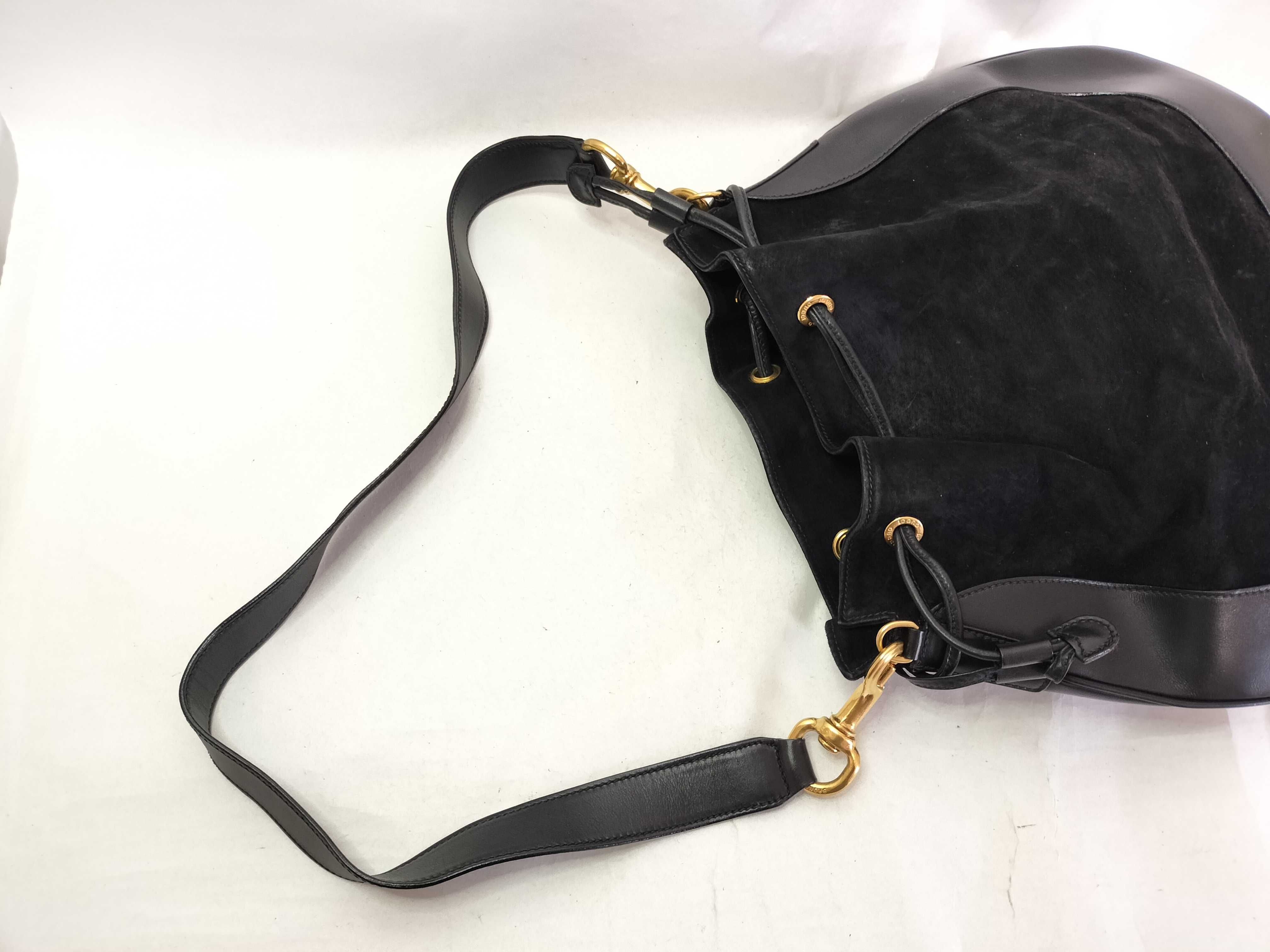 Suede Leather One-Shoulder Bag (Black) — view 4
