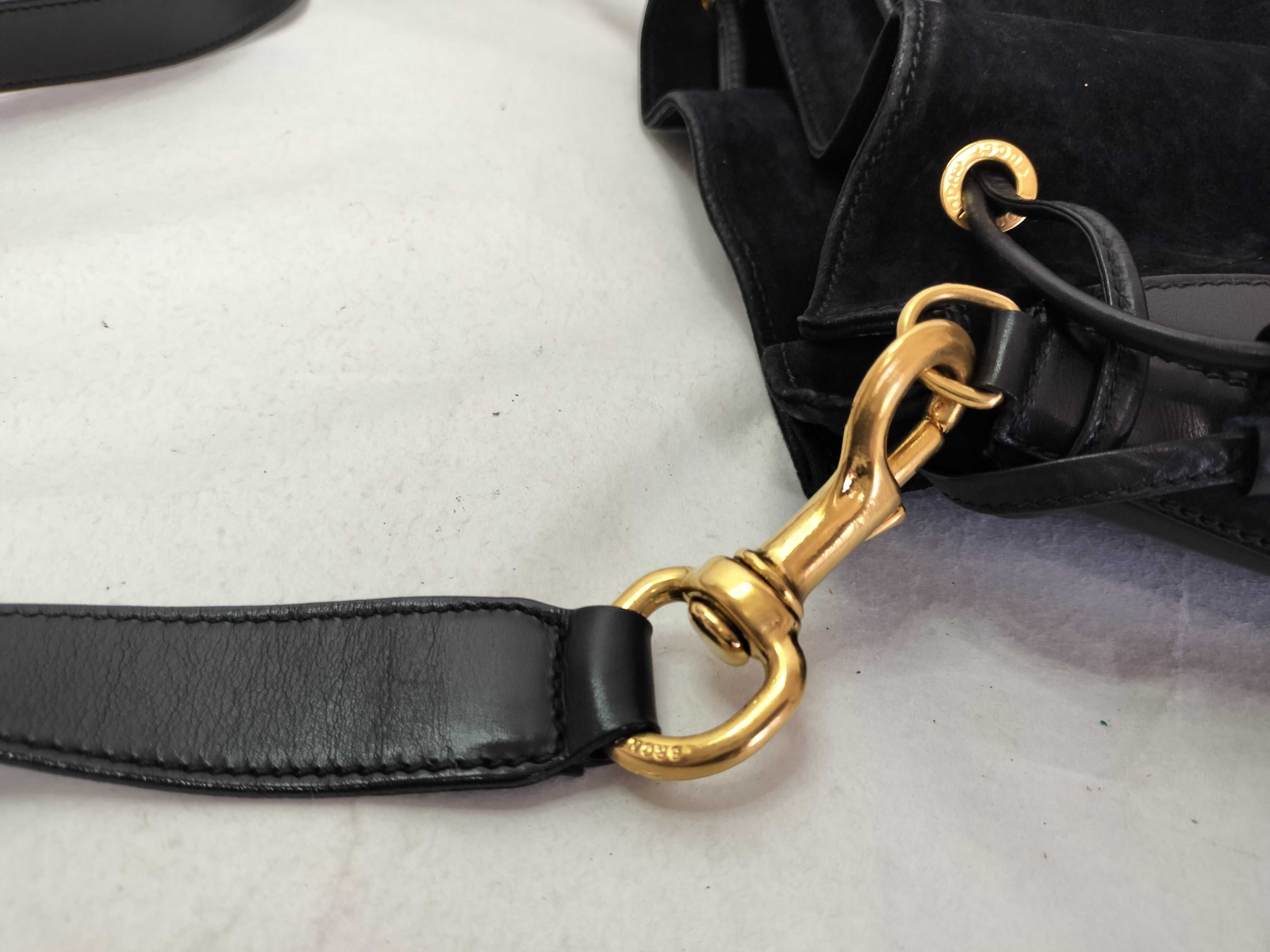 Suede Leather One-Shoulder Bag (Black) — view 6