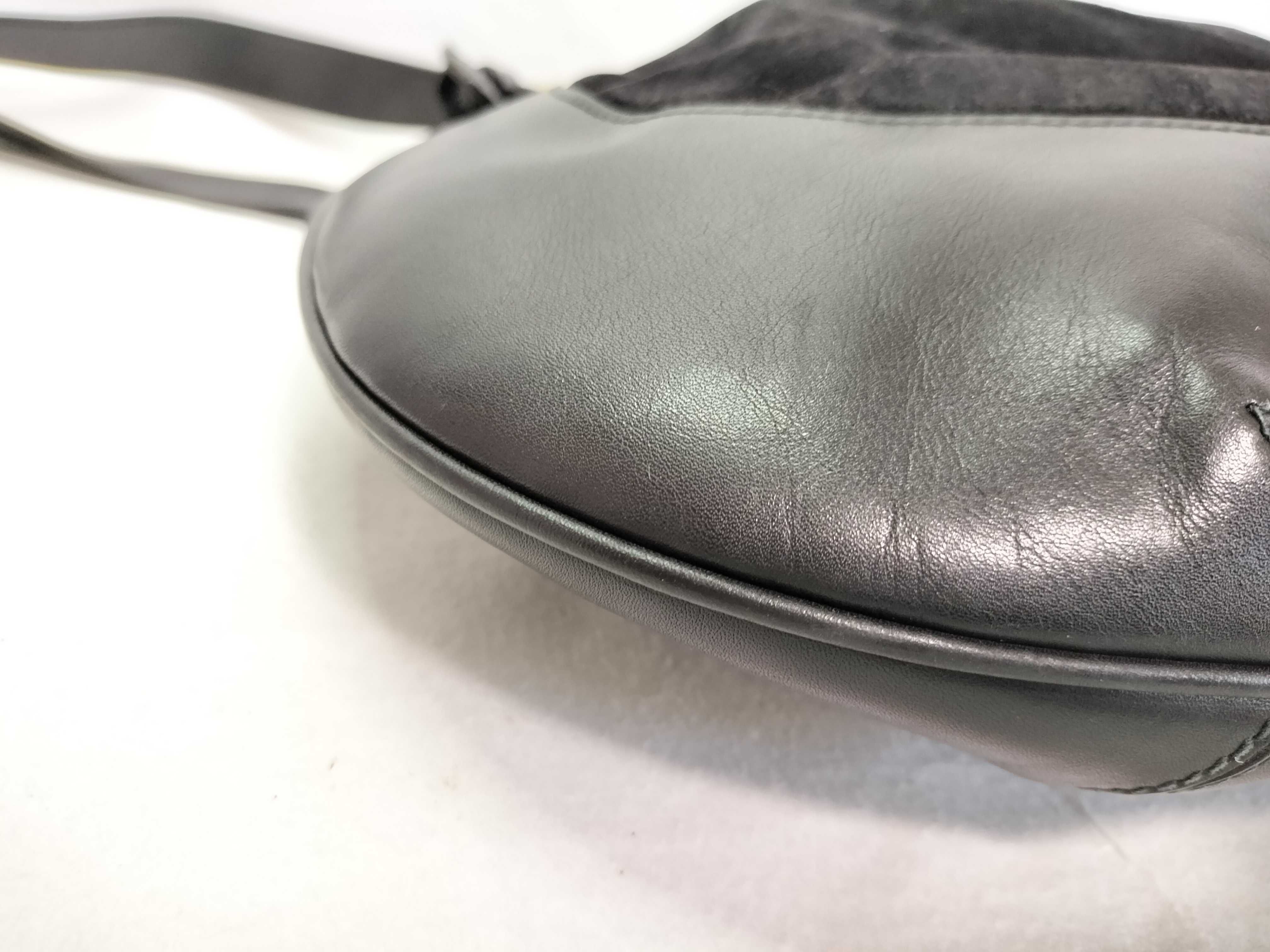 Suede Leather One-Shoulder Bag (Black) — view 8