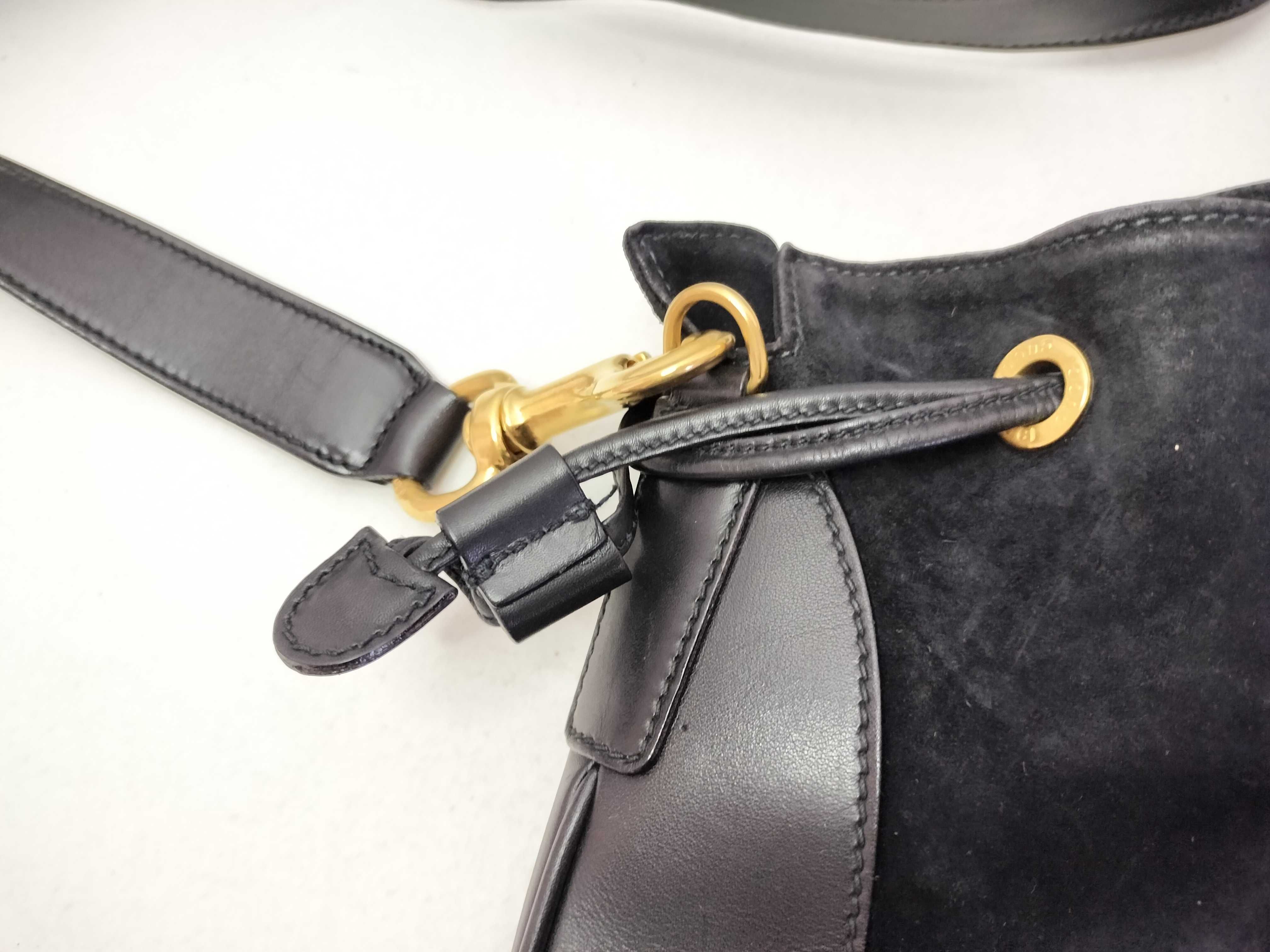 Suede Leather One-Shoulder Bag (Black) — view 9