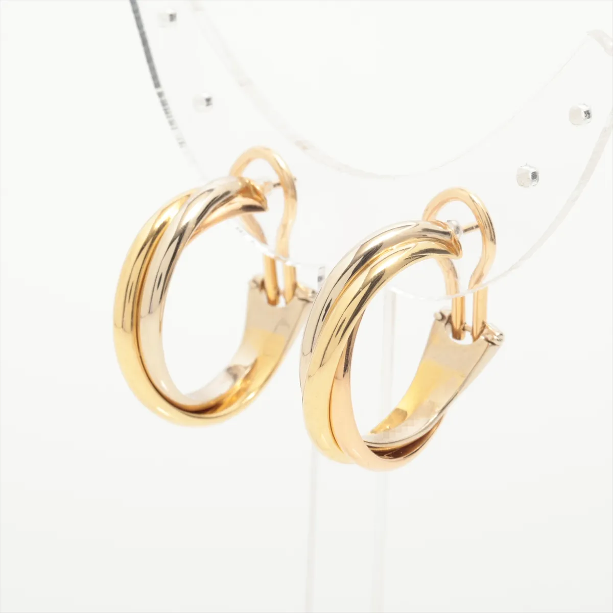 Trinity Earrings 750 (YG x PG x WG) 14.7g C53080 Dents, loose clasp, slightly loose spring on one earring,