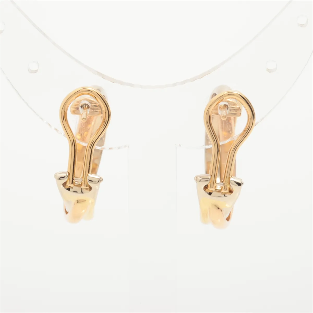 Trinity Earrings 750 (YG x PG x WG) 14.7g C53080 Dents, loose clasp, slightly loose spring on one earring, — view 3