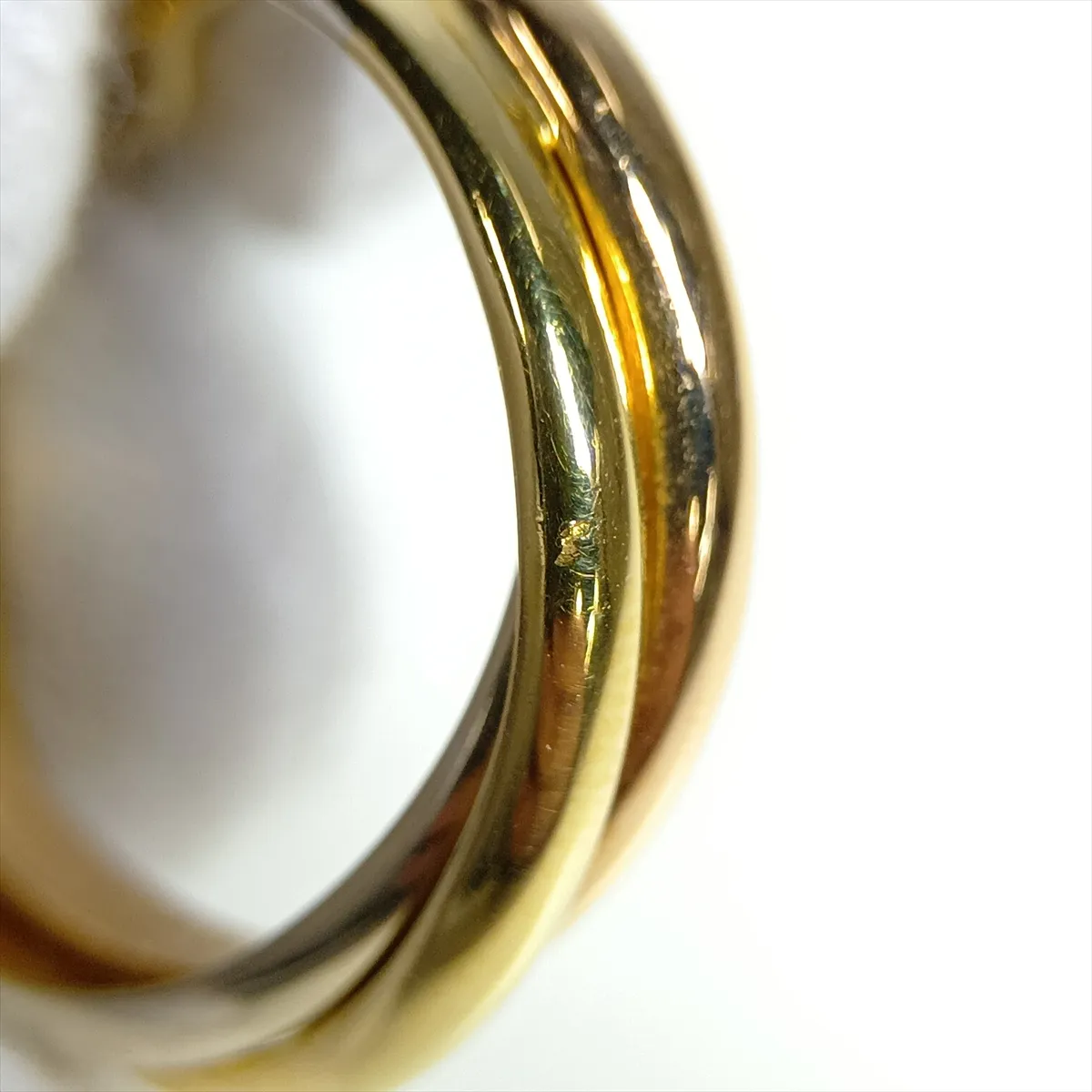 Trinity Earrings 750 (YG x PG x WG) 14.7g C53080 Dents, loose clasp, slightly loose spring on one earring, — view 6