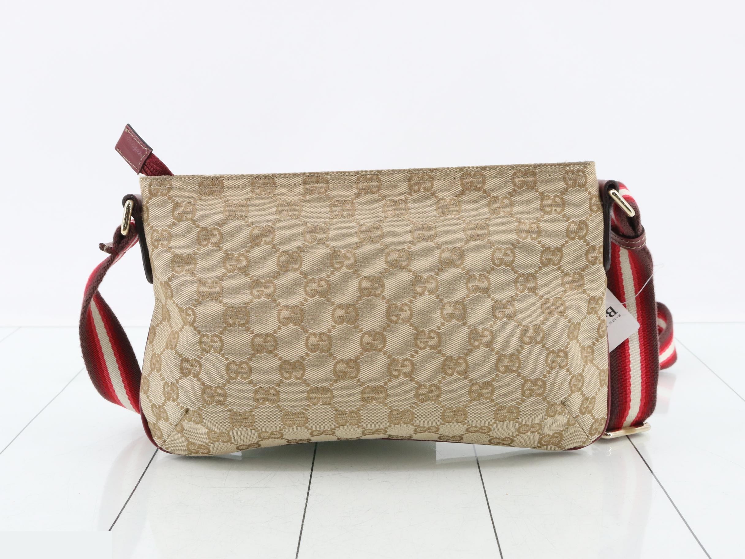 canvas shoulder bag, red, web stripe, 189749 — view 2