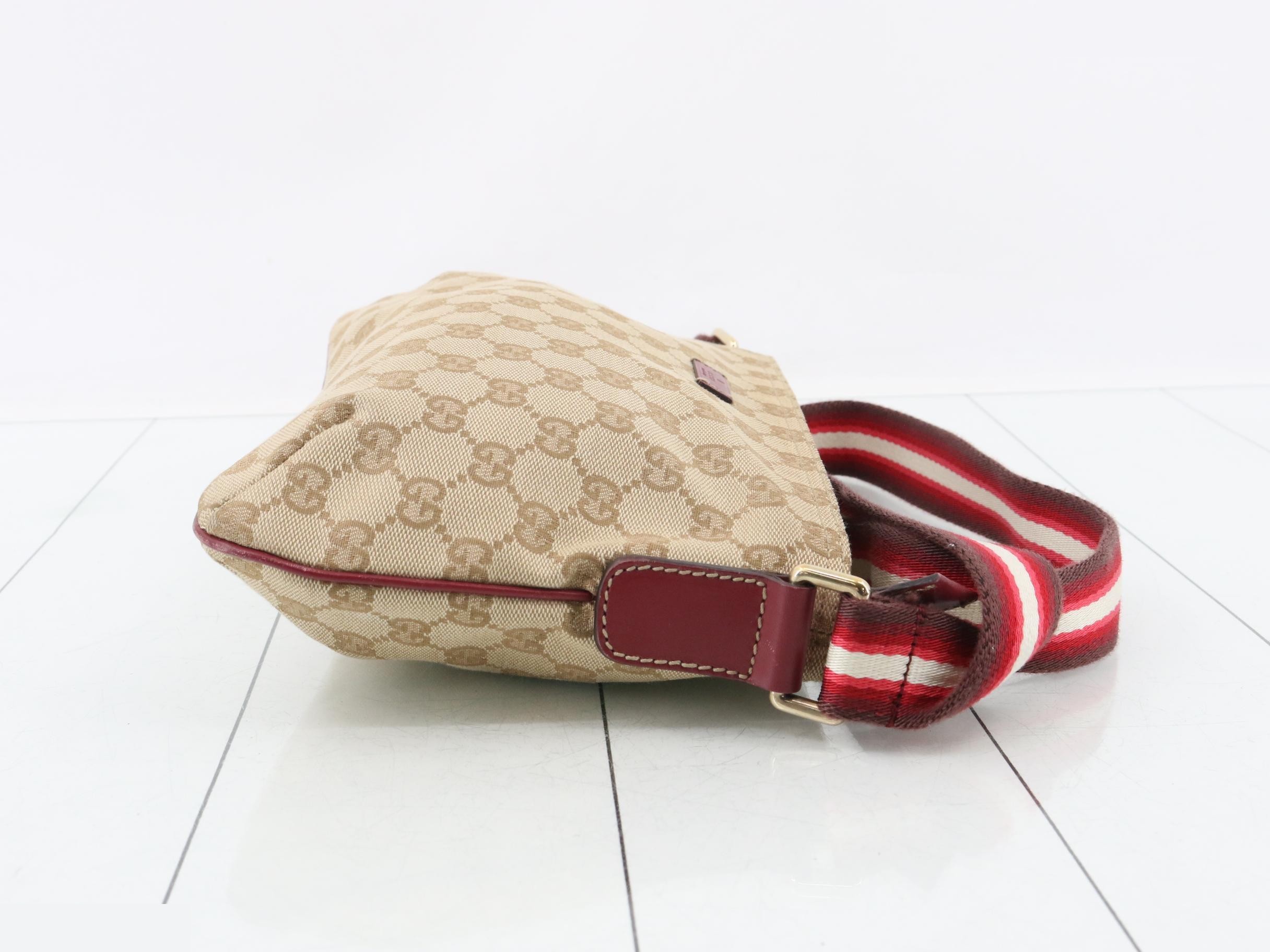 canvas shoulder bag, red, web stripe, 189749 — view 3
