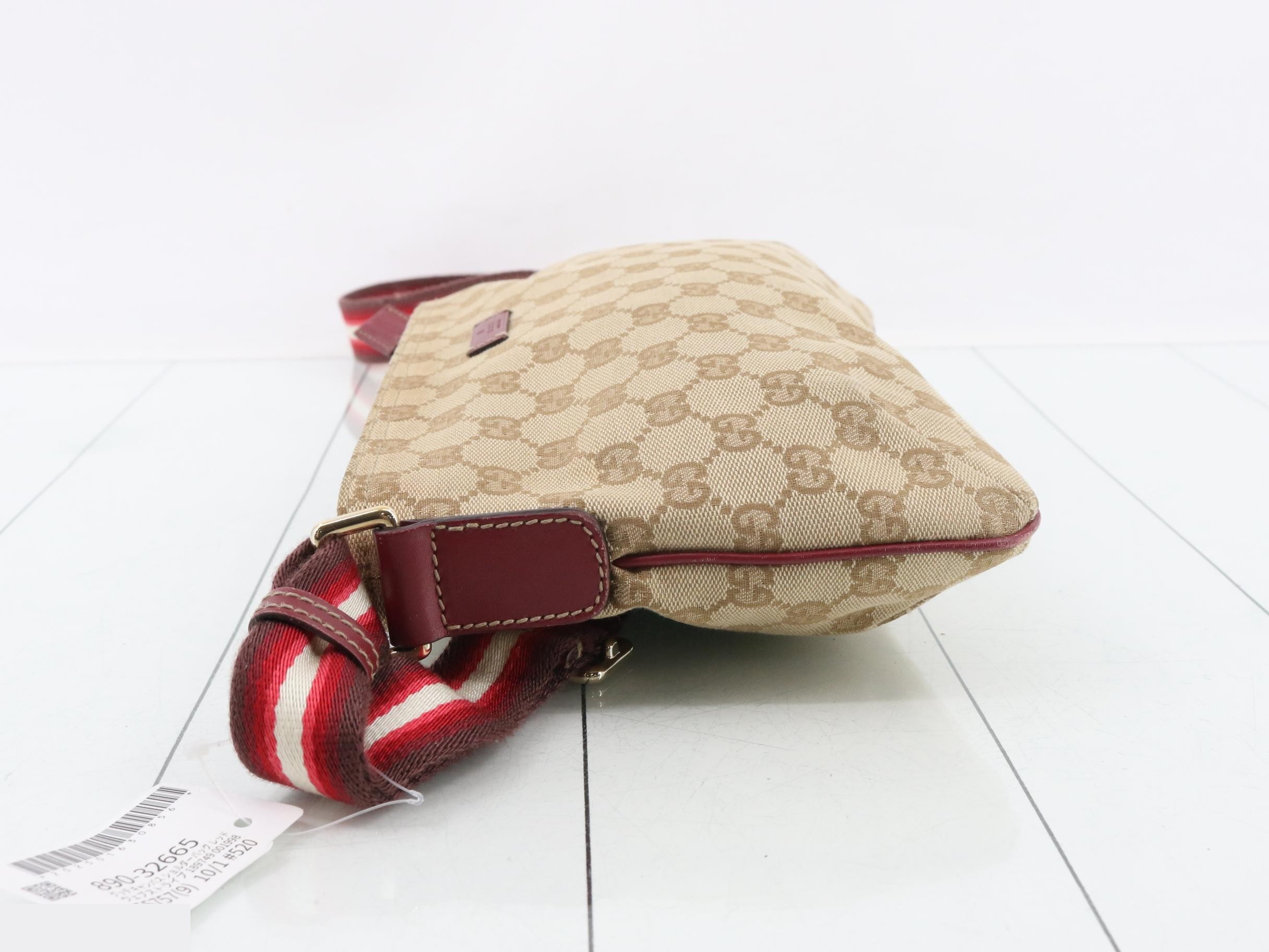 canvas shoulder bag, red, web stripe, 189749 — view 4