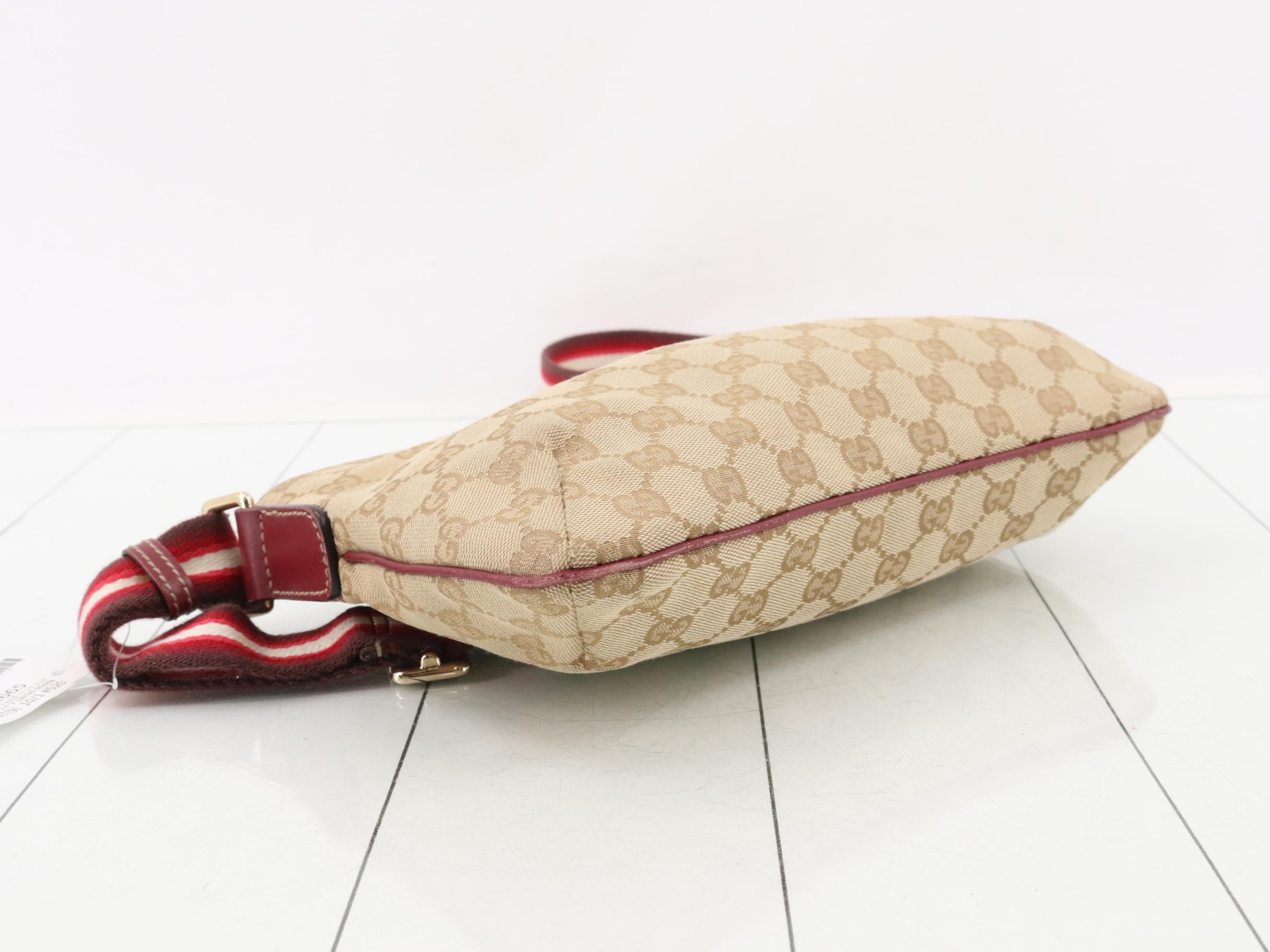 canvas shoulder bag, red, web stripe, 189749 — view 5