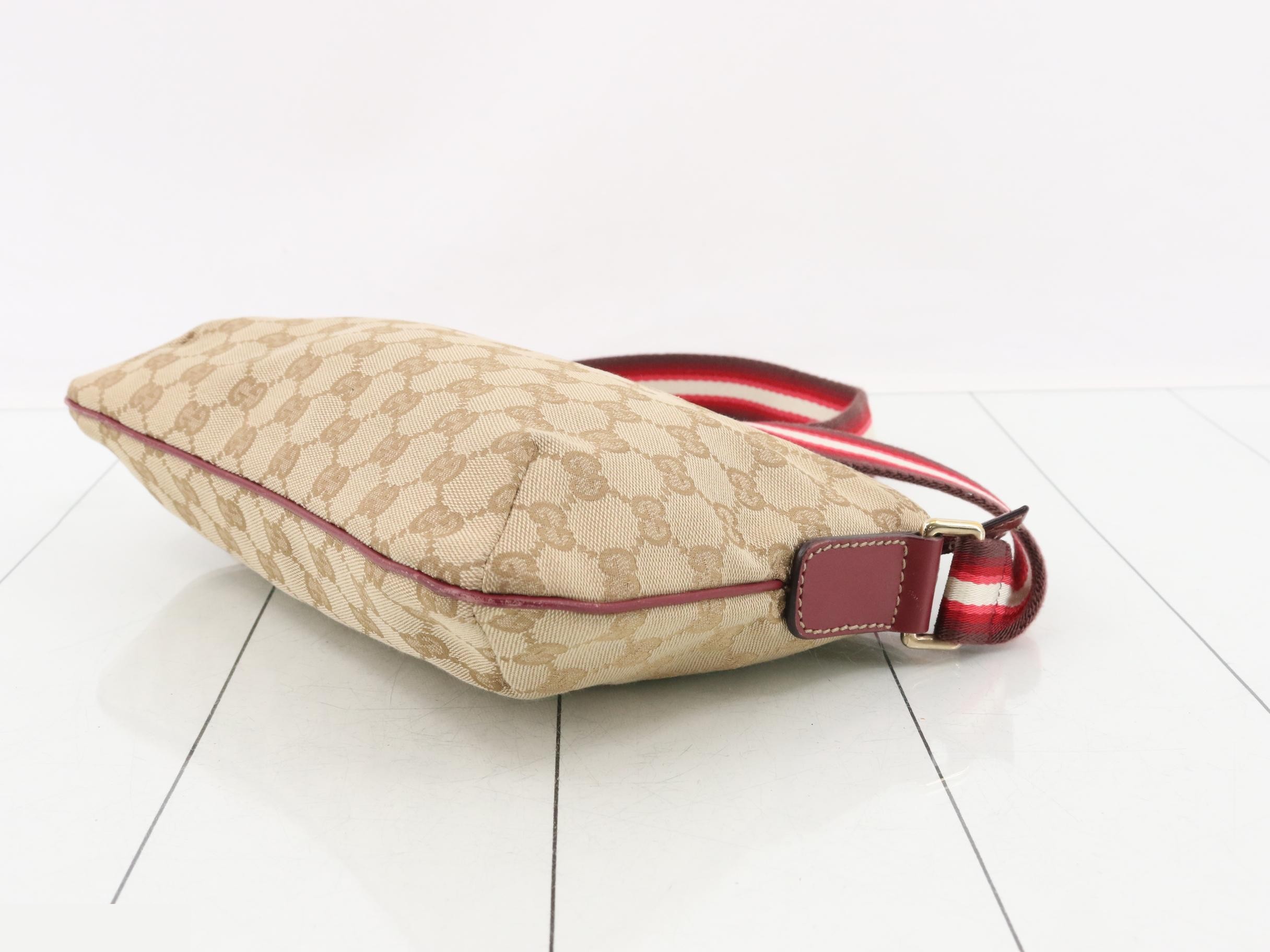 canvas shoulder bag, red, web stripe, 189749 — view 6