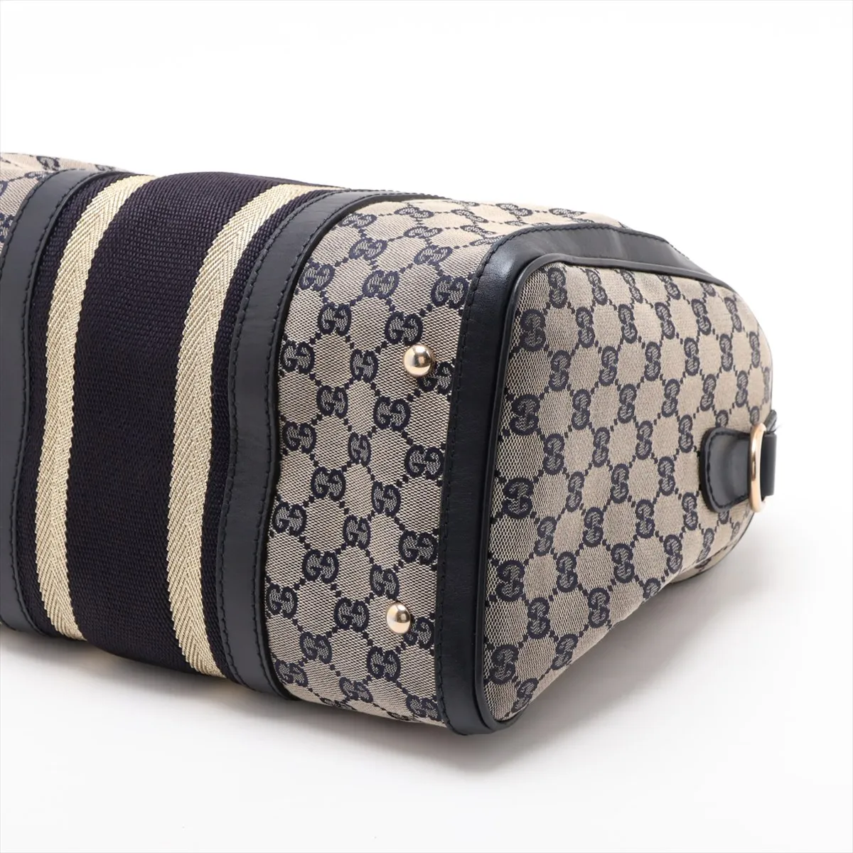 GG Canvas x Leather 2-Way Handbag Navy 247205 — view 3