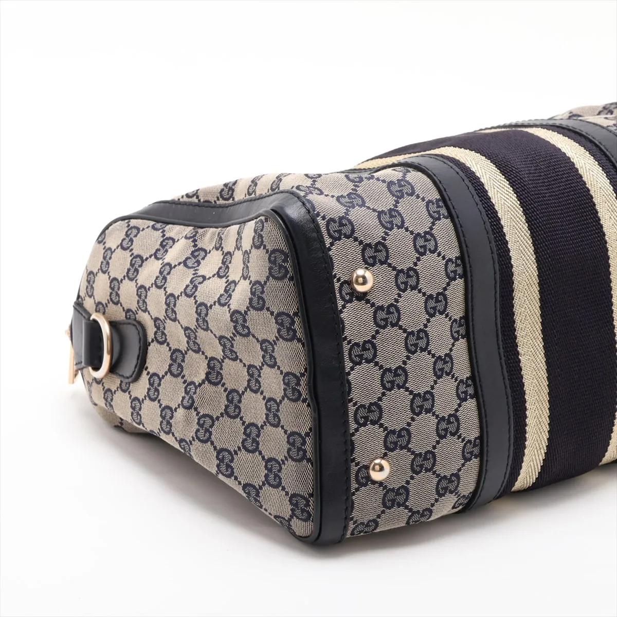 GG Canvas x Leather 2-Way Handbag Navy 247205 — view 4