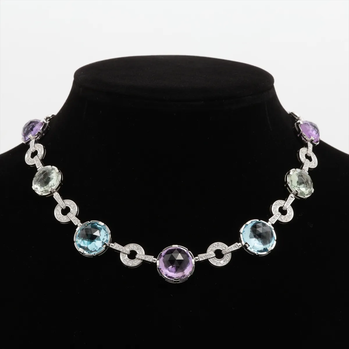 Parentesi Cocktail Amethyst Topaz Necklace 750 (WG) 73.3g (Stone chipped, diamond) — view 6
