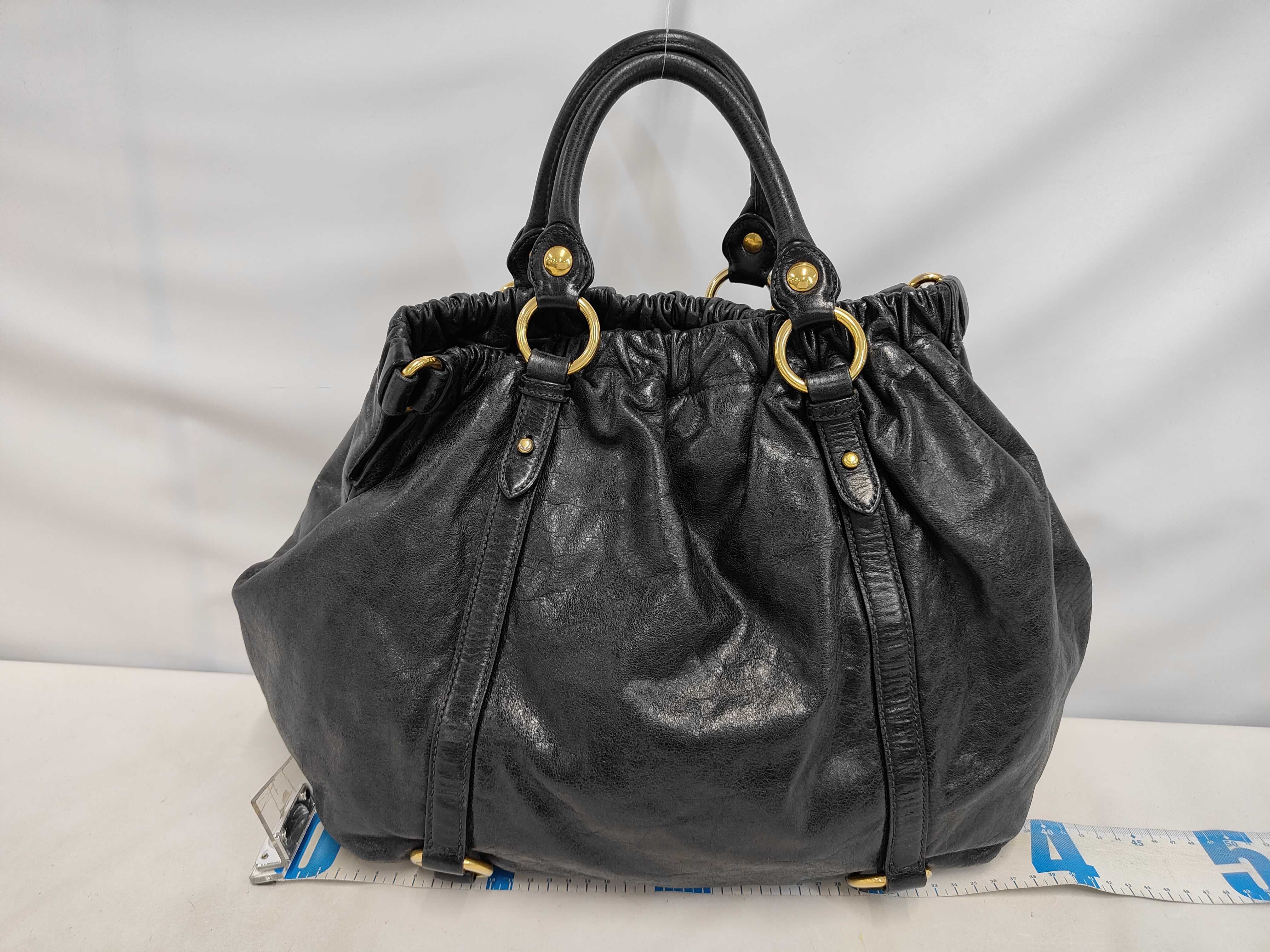 Vitello Luxe Leather Handbag, Black, Archive Handbag — view 2