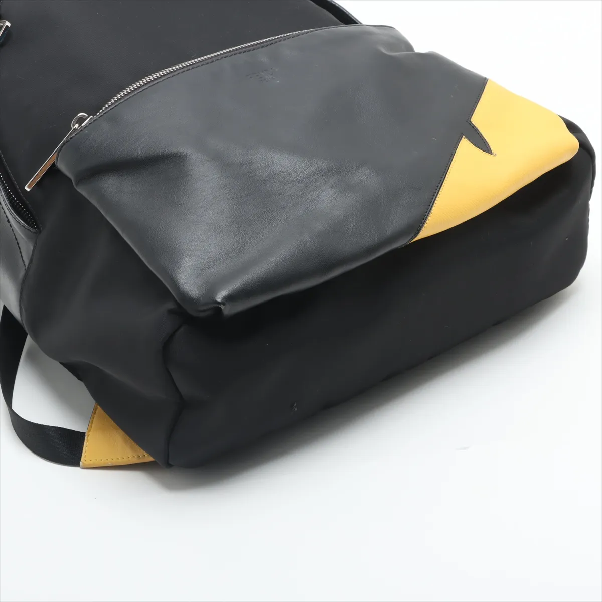 Monster Nylon x Leather Backpack/Rucksack Black 7VZ042 — view 4