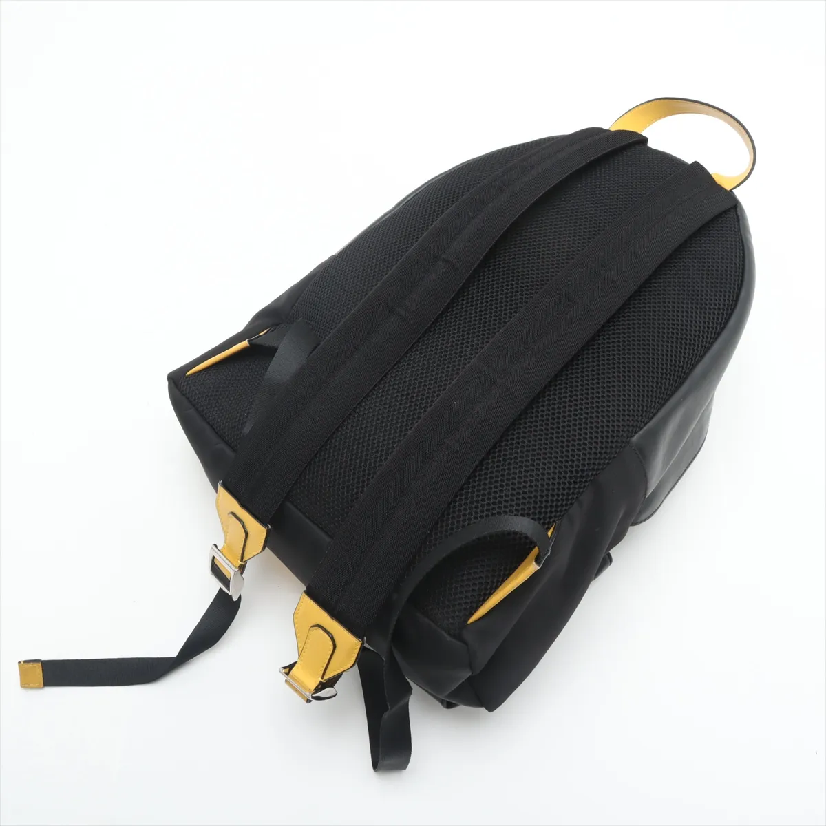 Monster Nylon x Leather Backpack/Rucksack Black 7VZ042 — view 5