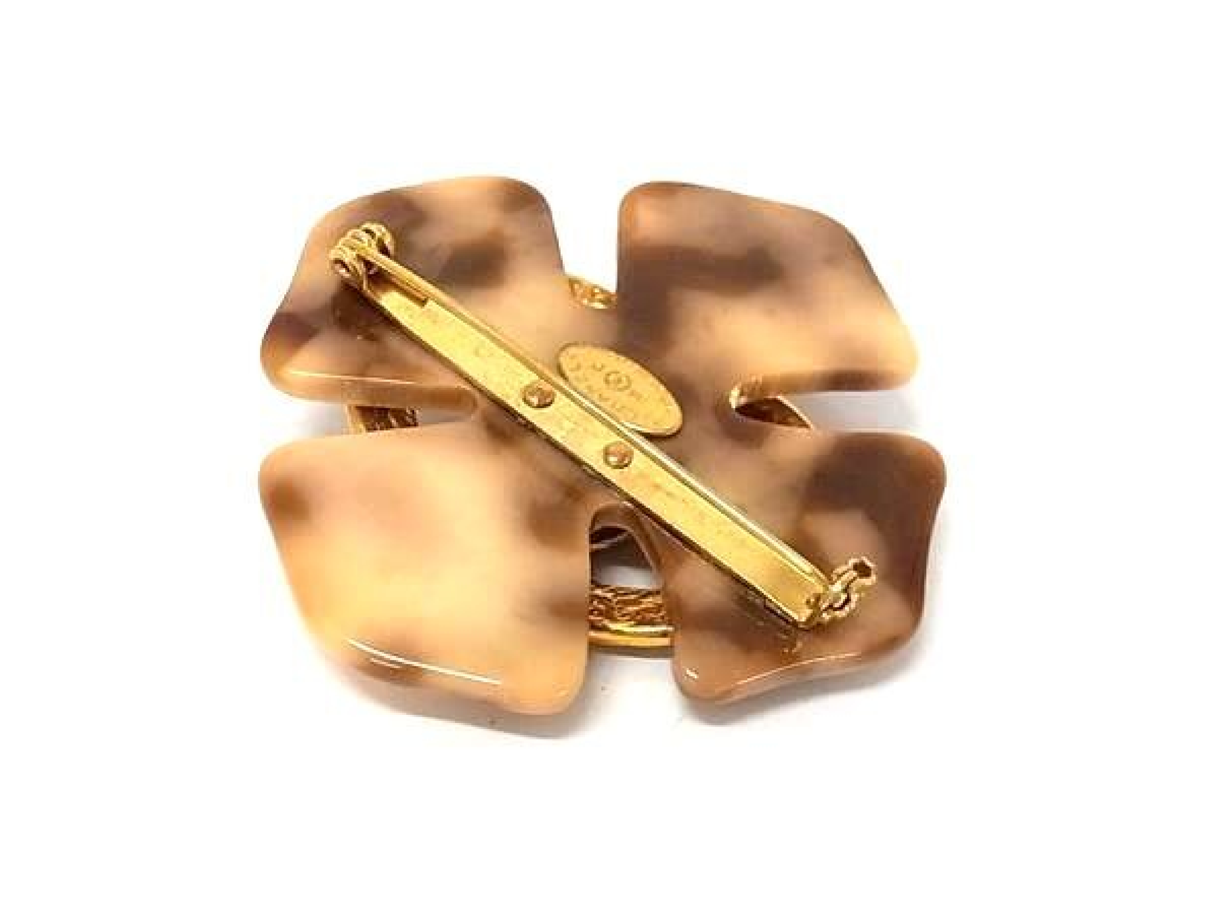 Coco Mark Pin Badge Pin Brooch Accessory for Women, Gold Tone x Brown Tone, FY4591 Brooch — view 2