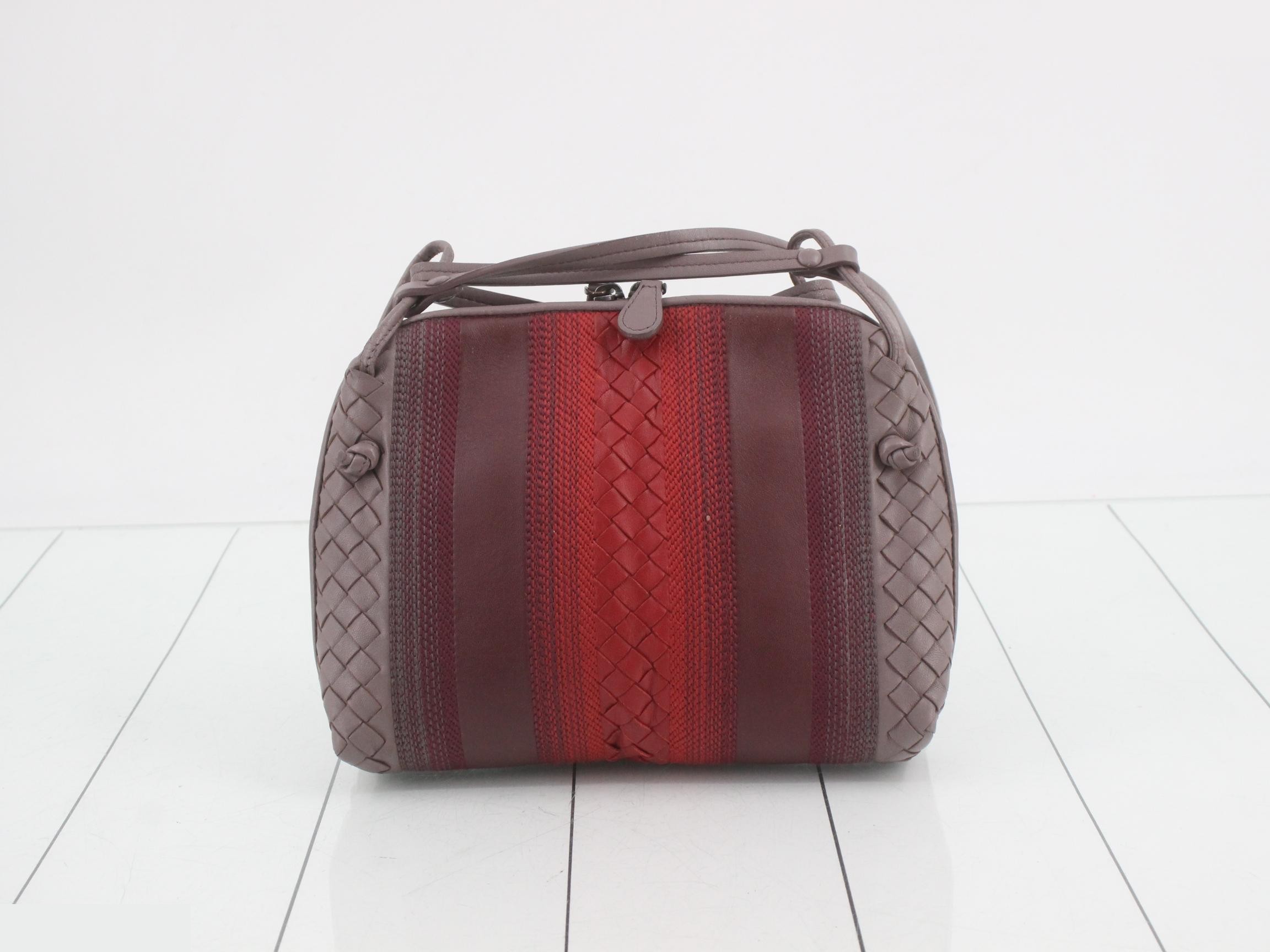 Intrecciato Shoulder Bag, Leather, Gray — view 2