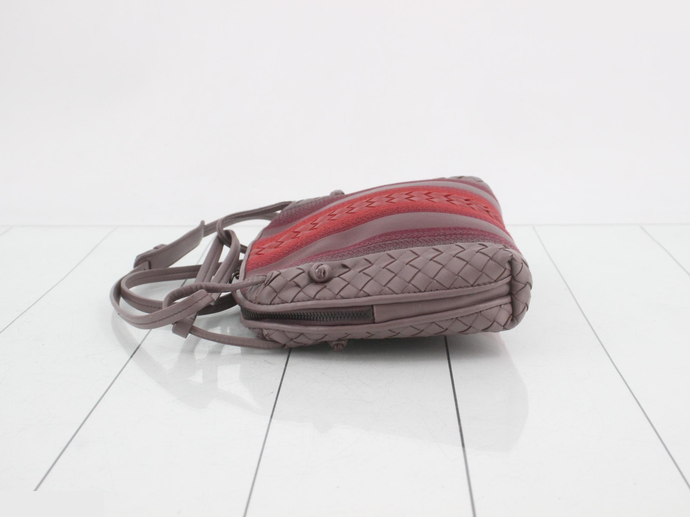Intrecciato Shoulder Bag, Leather, Gray — view 4