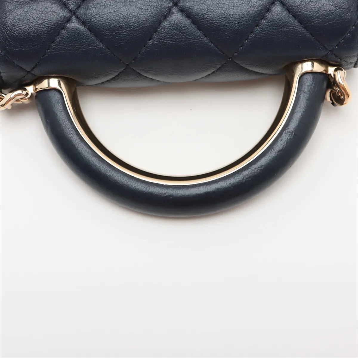 Matelasse Lambskin 2WAY Handbag Top Handle Blue Gold Hardware JA81X1J1 Random Serial — view 5