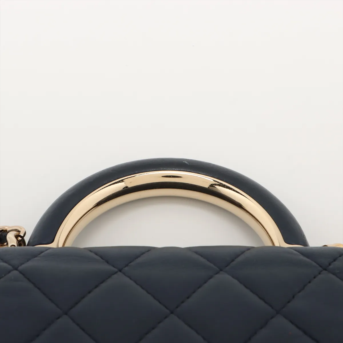 Matelasse Lambskin 2WAY Handbag Top Handle Blue Gold Hardware JA81X1J1 Random Serial — view 6
