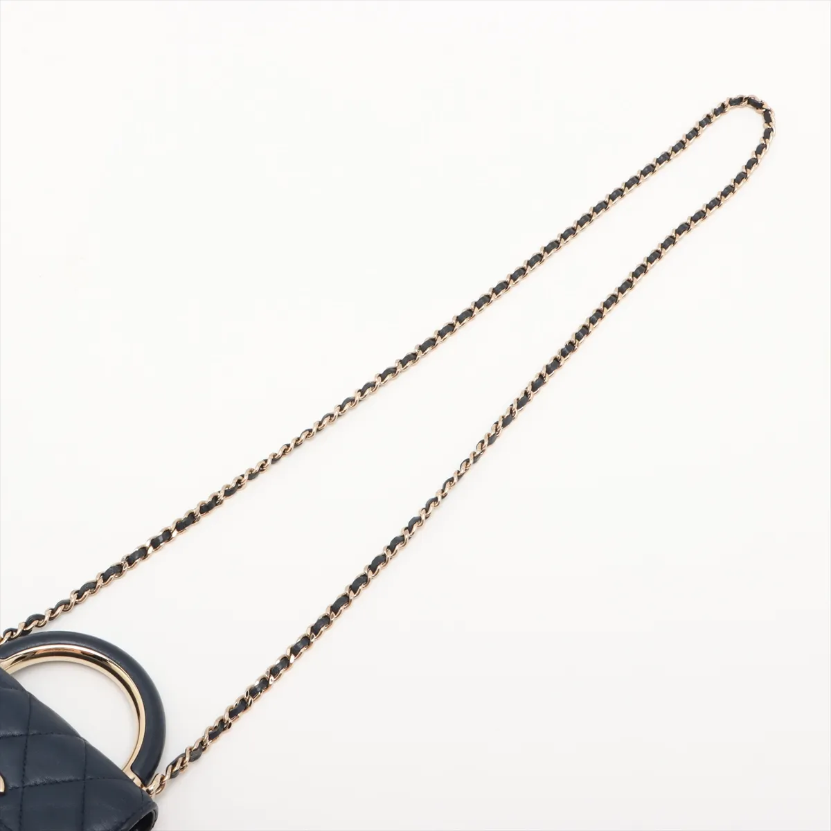 Matelasse Lambskin 2WAY Handbag Top Handle Blue Gold Hardware JA81X1J1 Random Serial — view 7
