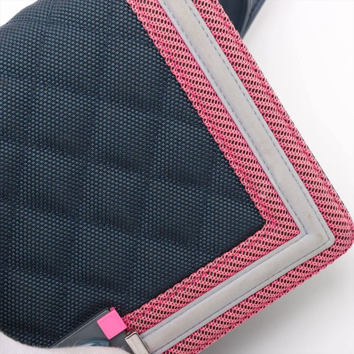 Boy Chanel 25 Nylon x Leather Chain Shoulder Bag Navy x Pink Silver Hardware 22323970 22nd Series A67086 — view 12
