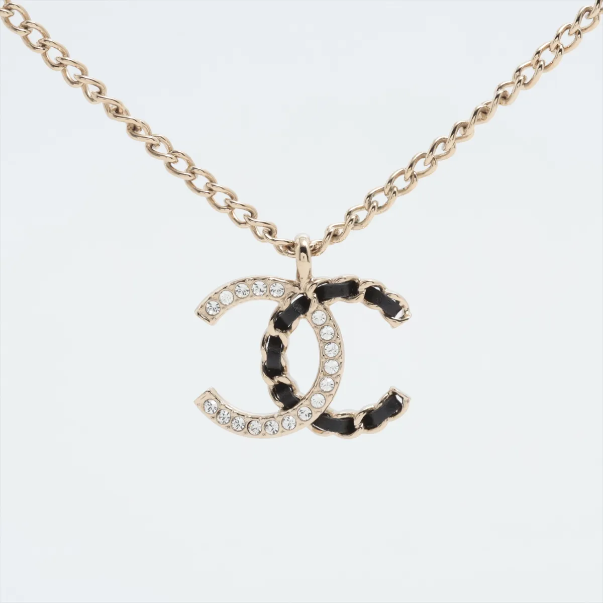 Coco Mark A25B Necklace, GP x Leather, Gold,