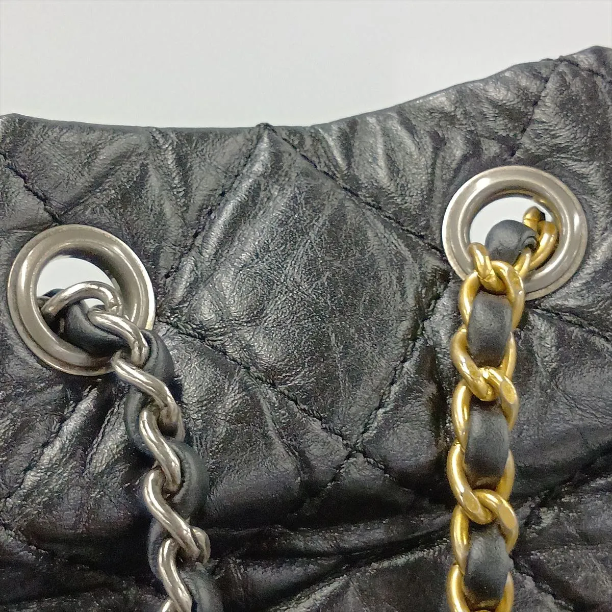 Gabrielle de Chanel Vintage Calfskin Chain Backpack, Black with Gold and Silver Hardware, Item Number 27056120 (Serial Number 27) — view 12