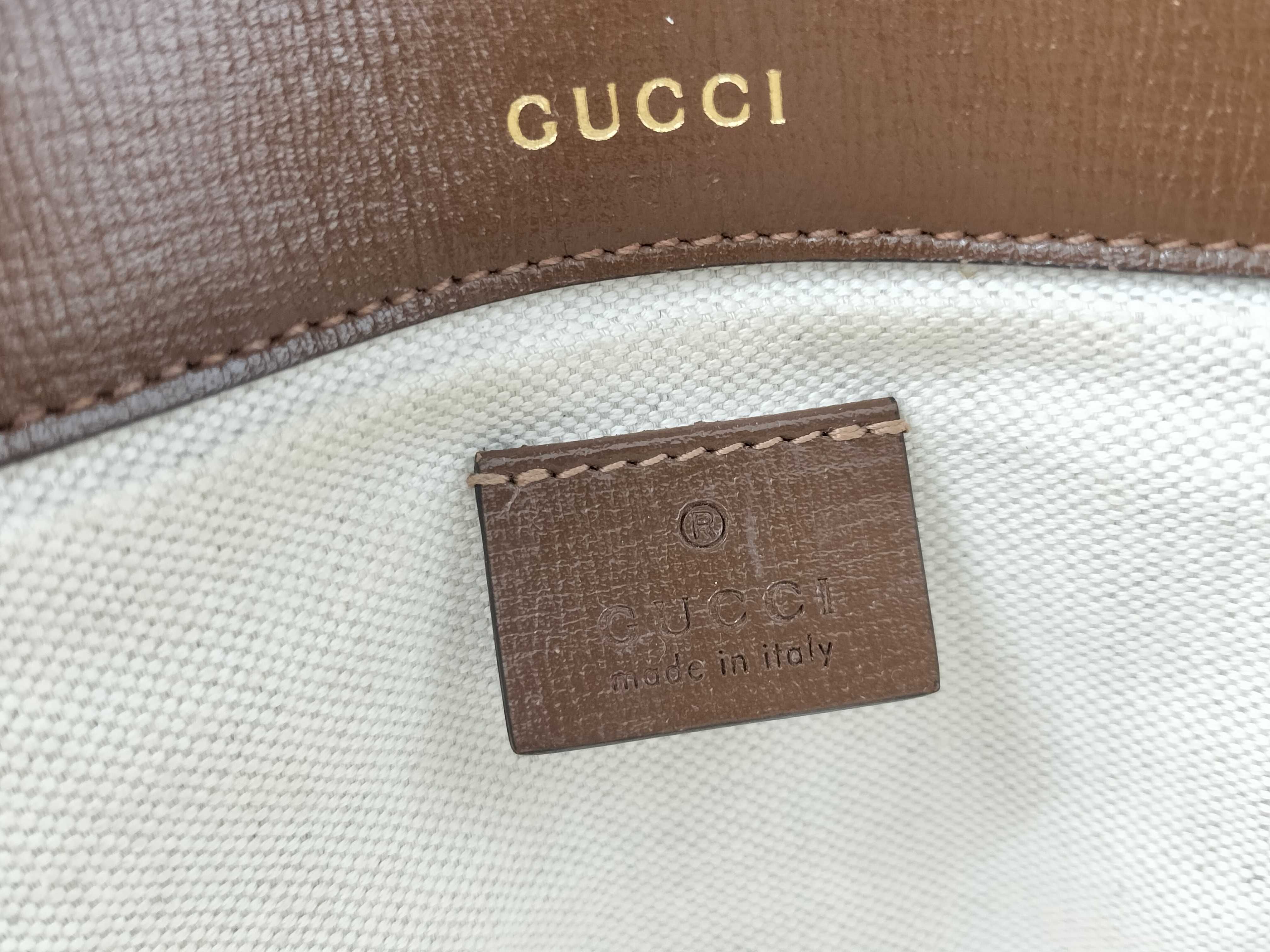 GG Supreme Horsebit 1955 PVC x Leather Shoulder Bag Beige x Brown 658574 Shoulder Bag — view 12