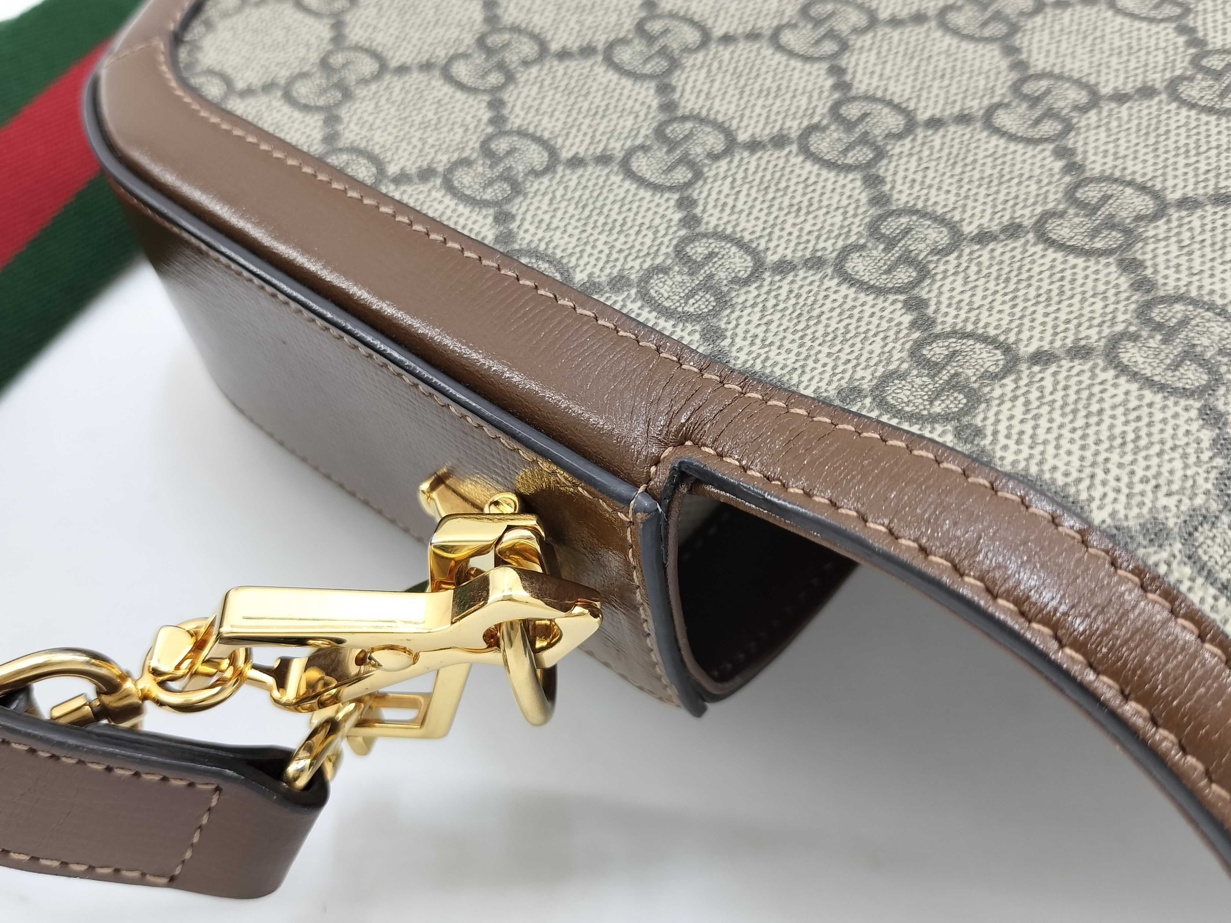 GG Supreme Horsebit 1955 PVC x Leather Shoulder Bag Beige x Brown 658574 Shoulder Bag — view 14