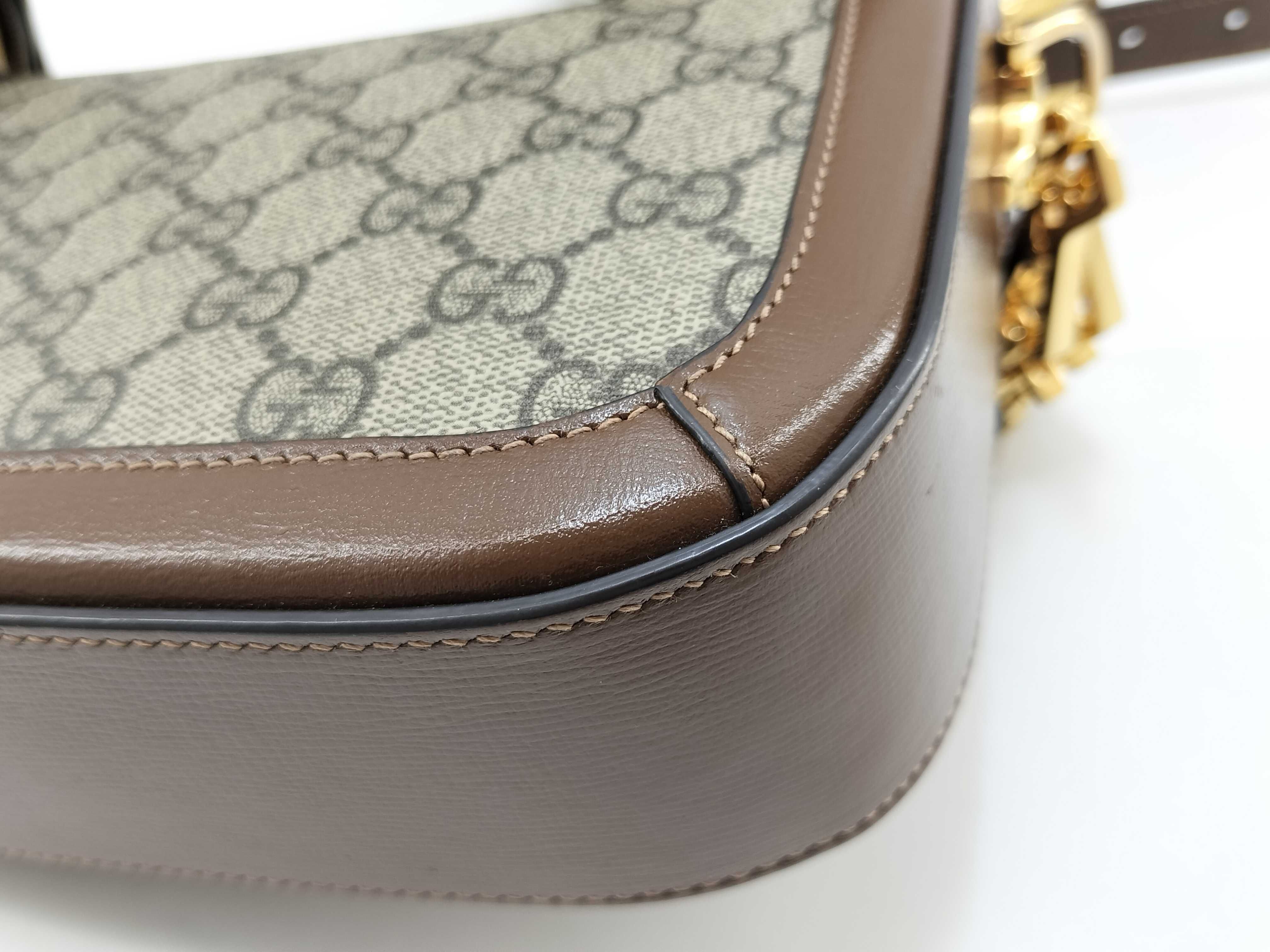 GG Supreme Horsebit 1955 PVC x Leather Shoulder Bag Beige x Brown 658574 Shoulder Bag — view 5