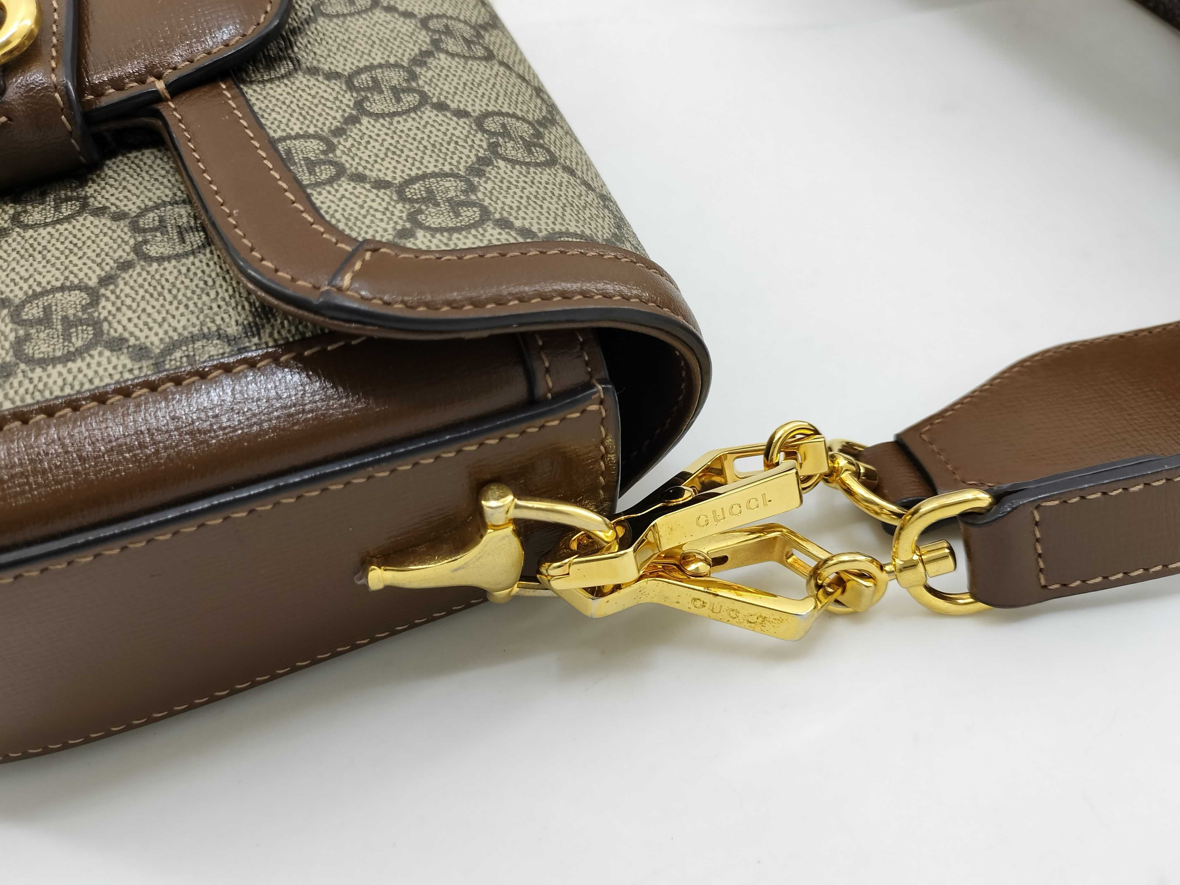 GG Supreme Horsebit 1955 PVC x Leather Shoulder Bag Beige x Brown 658574 Shoulder Bag — view 6