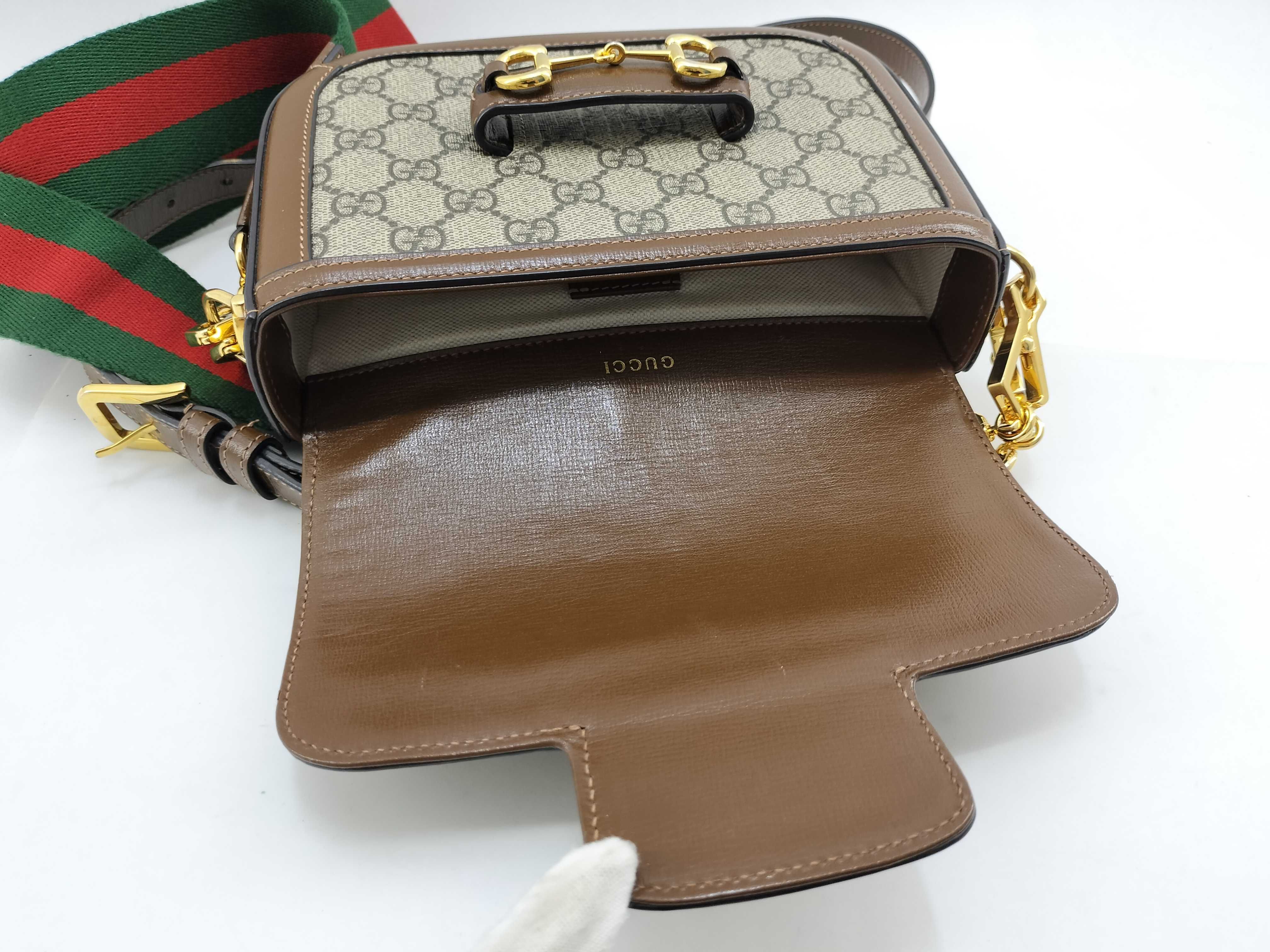 GG Supreme Horsebit 1955 PVC x Leather Shoulder Bag Beige x Brown 658574 Shoulder Bag — view 10